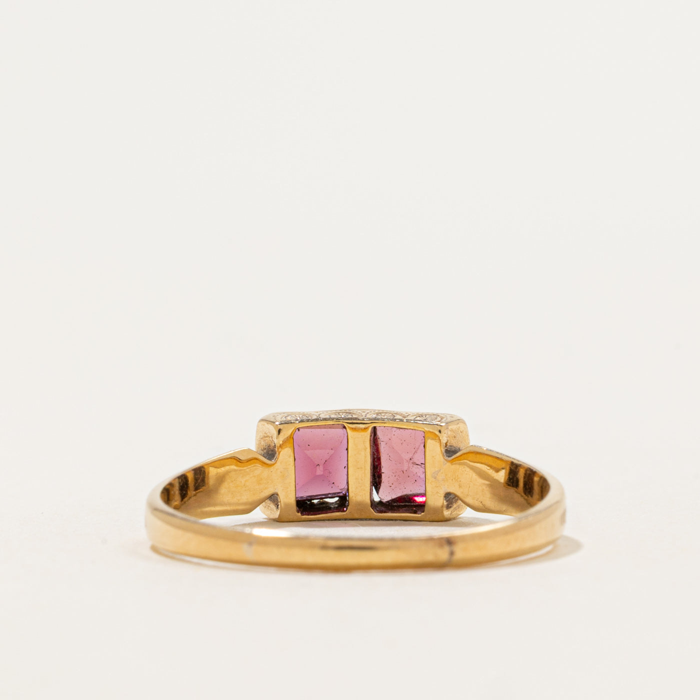 Art Deco Two-Stone Rectangle Cut Garnet Ring | 0.6ctw |  SZ 9.25