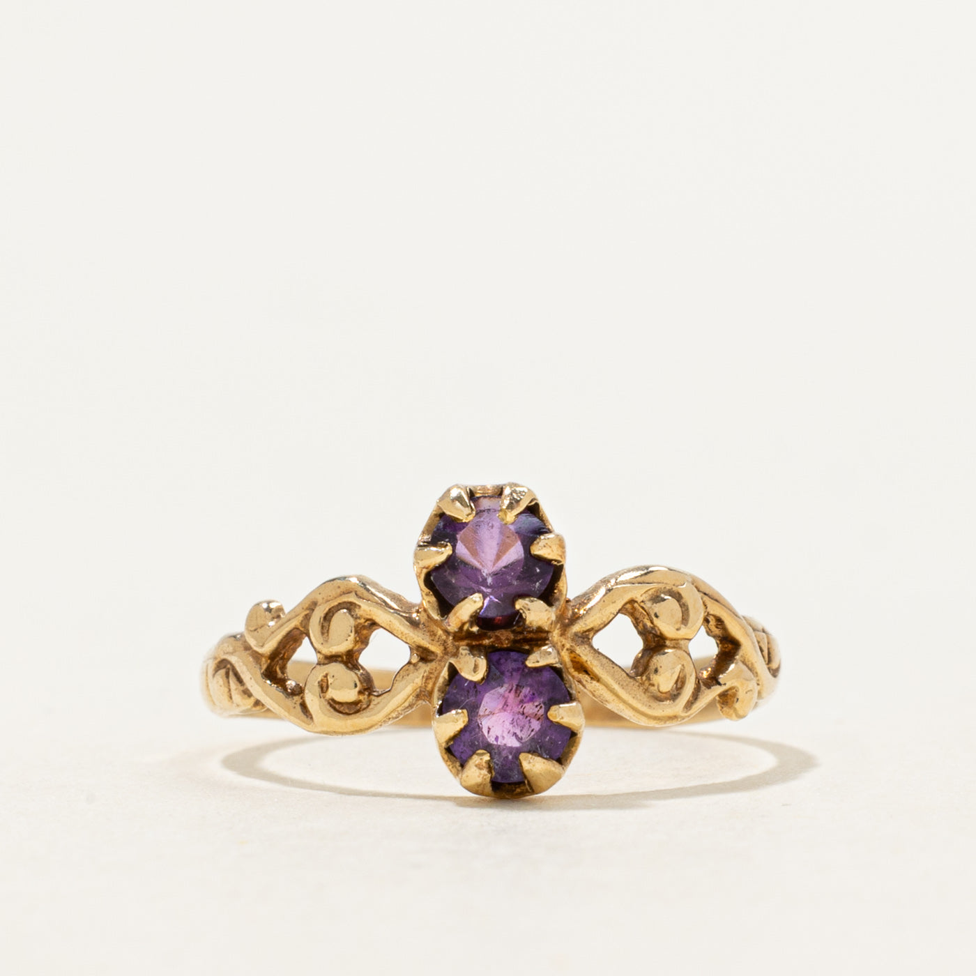 Vintage Amethyst Scrollwork Ring | 0.34 ctw | SZ 6