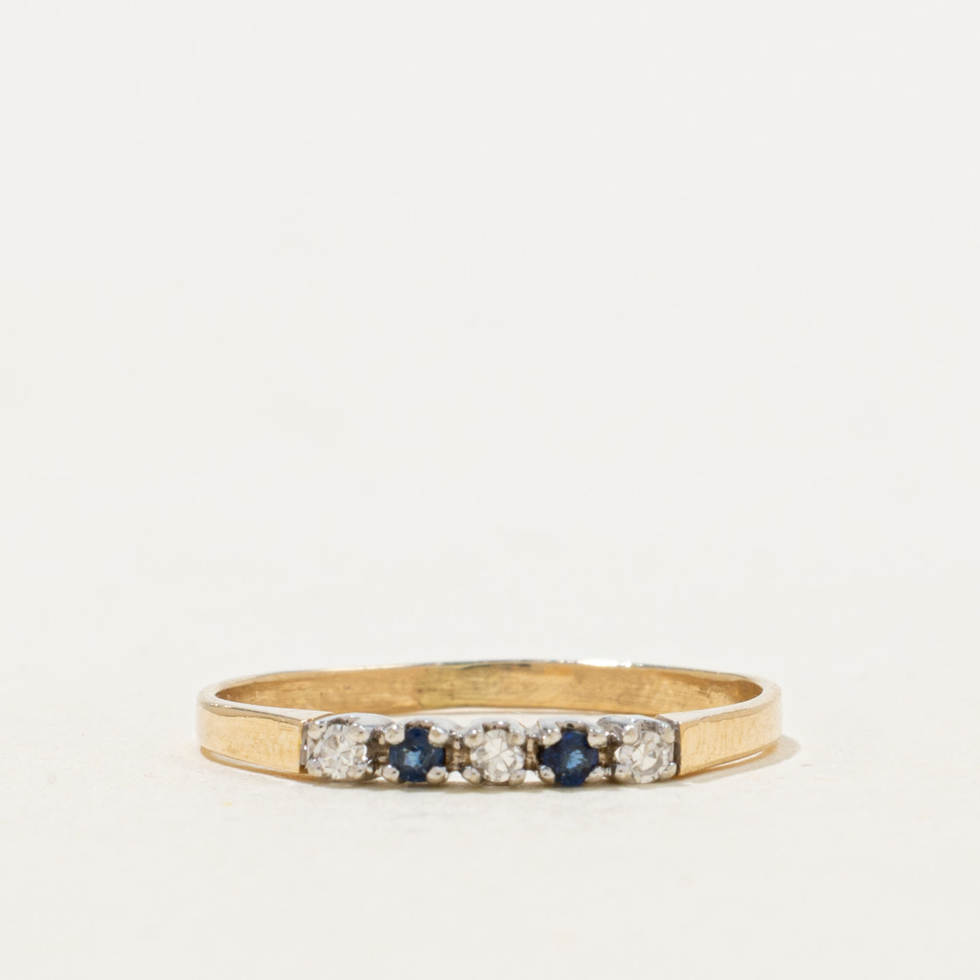 14k Five-Stone Diamond and Sapphire Ring | 0.04ctw 0.02ctw | SZ 4.5