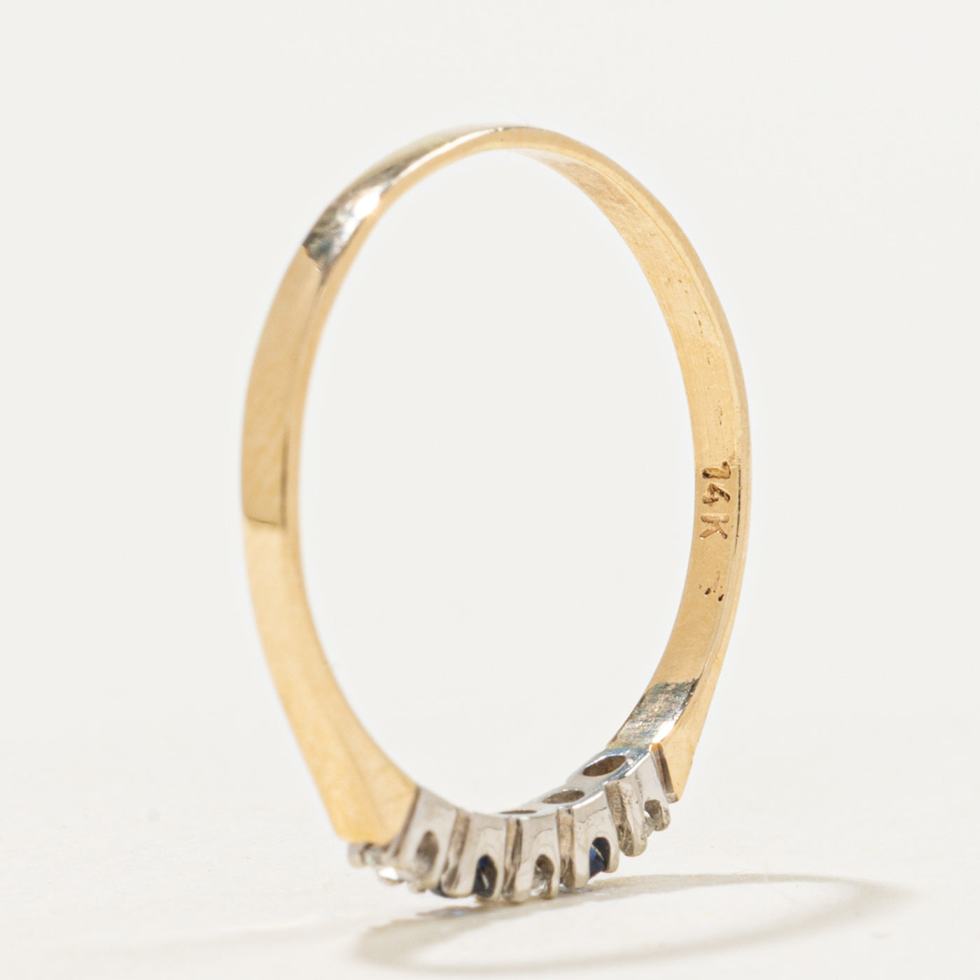 14k Five-Stone Diamond and Sapphire Ring | 0.04ctw 0.02ctw | SZ 4.5