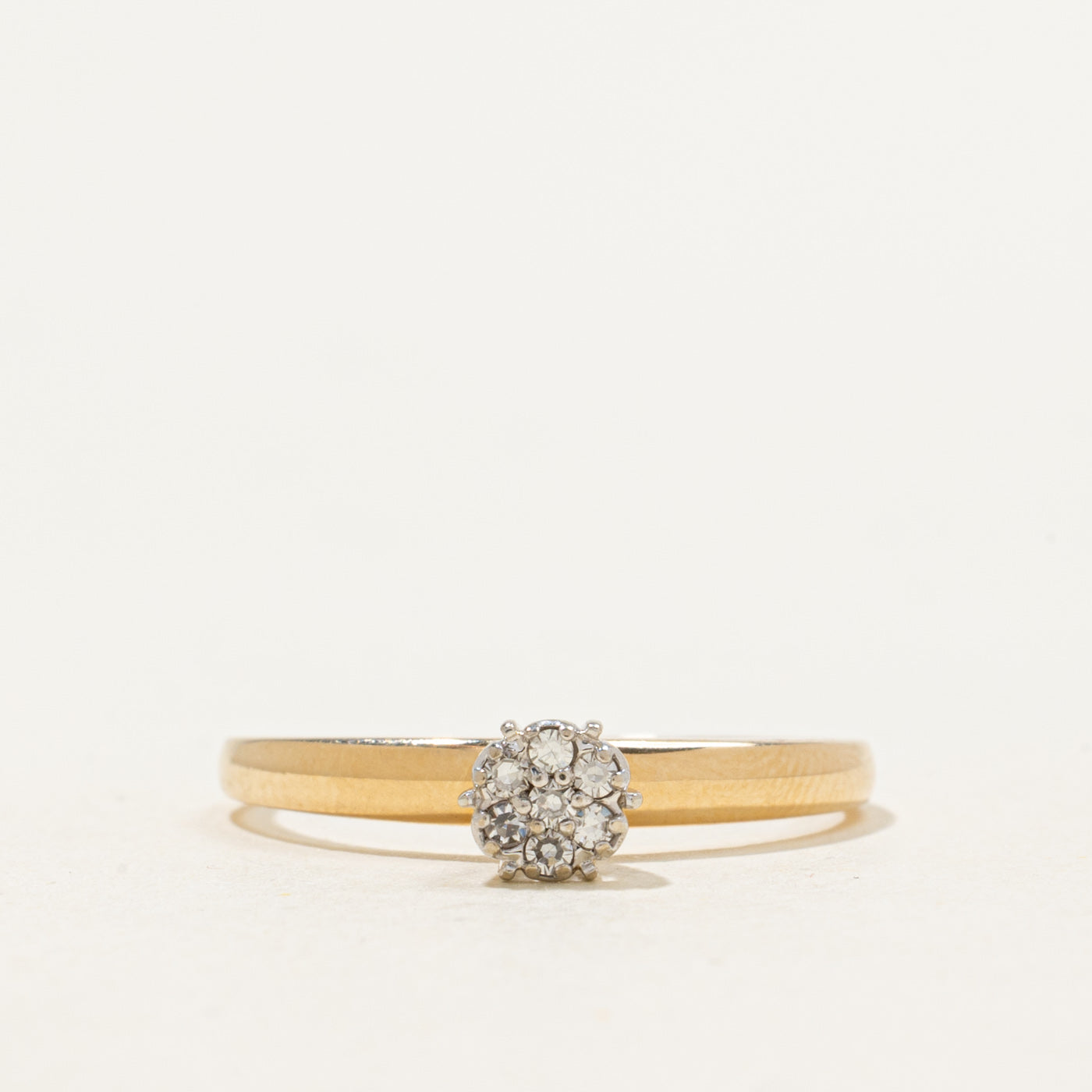 14k Cathedral Set Diamond Daisy Cluster Ring | 0.07 ctw | SZ 8