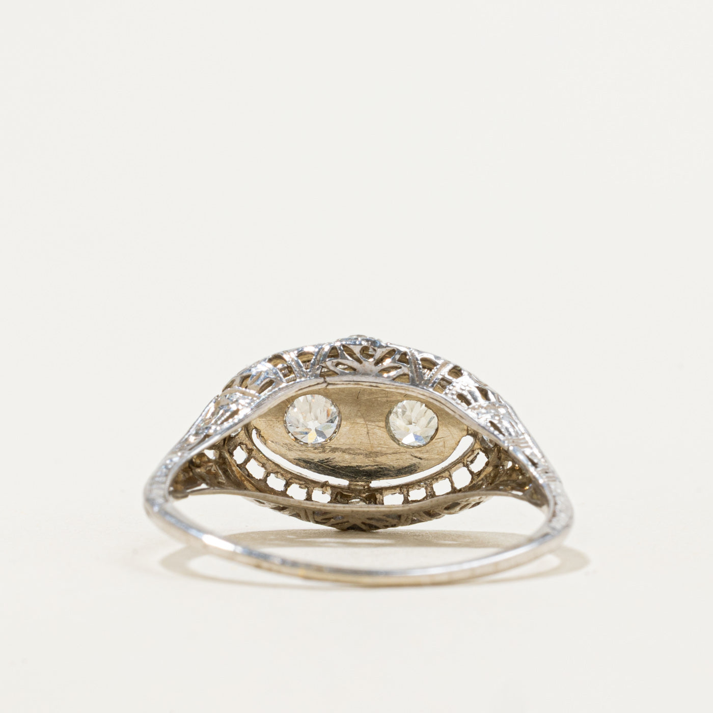 Art Deco Old European Cut Diamond Split Oval Ring | 0.38 ctw | SZ 6.5 |