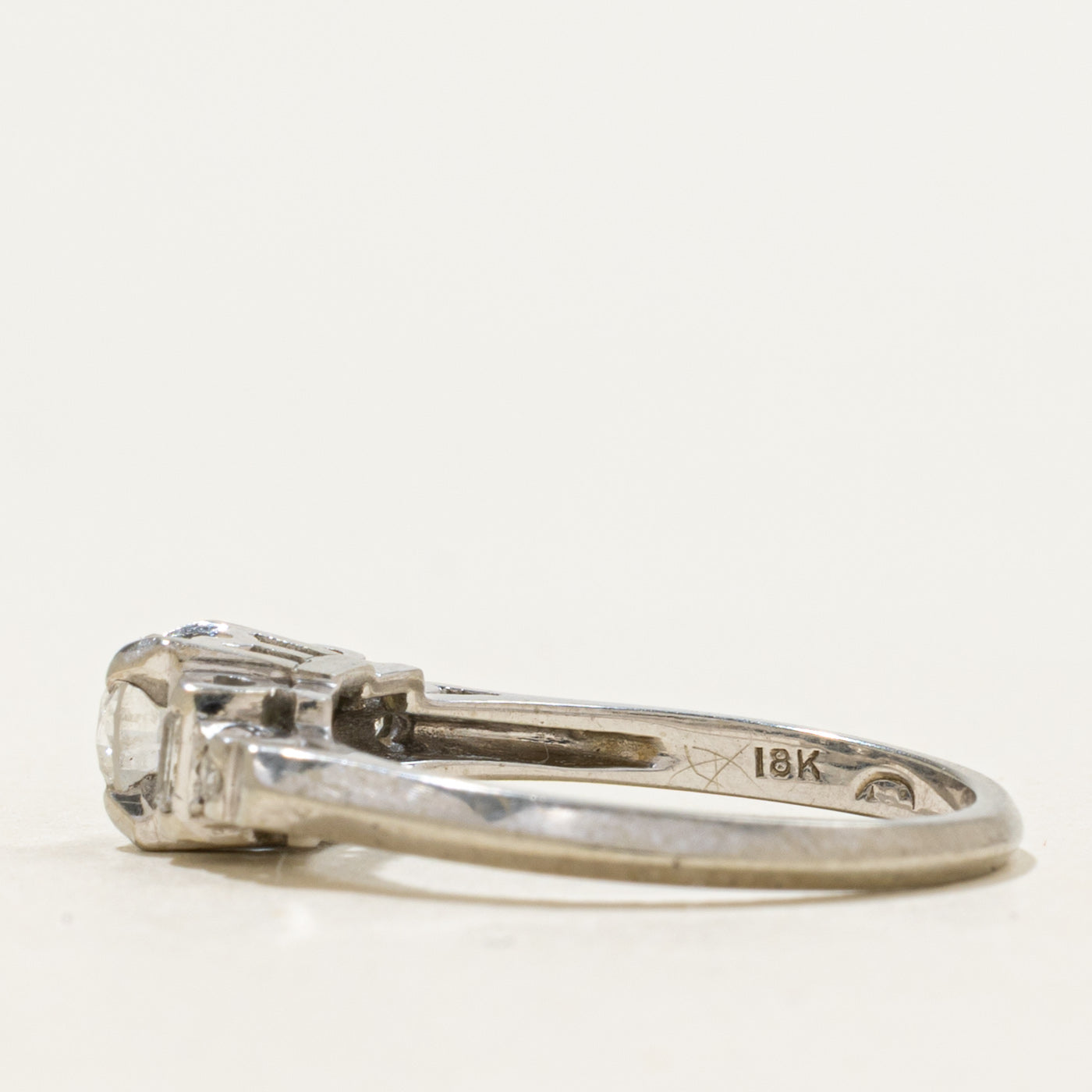 Mid-Century Transitional Cut Diamond with Accents Ring | 0.68 ctw | SZ 5.75