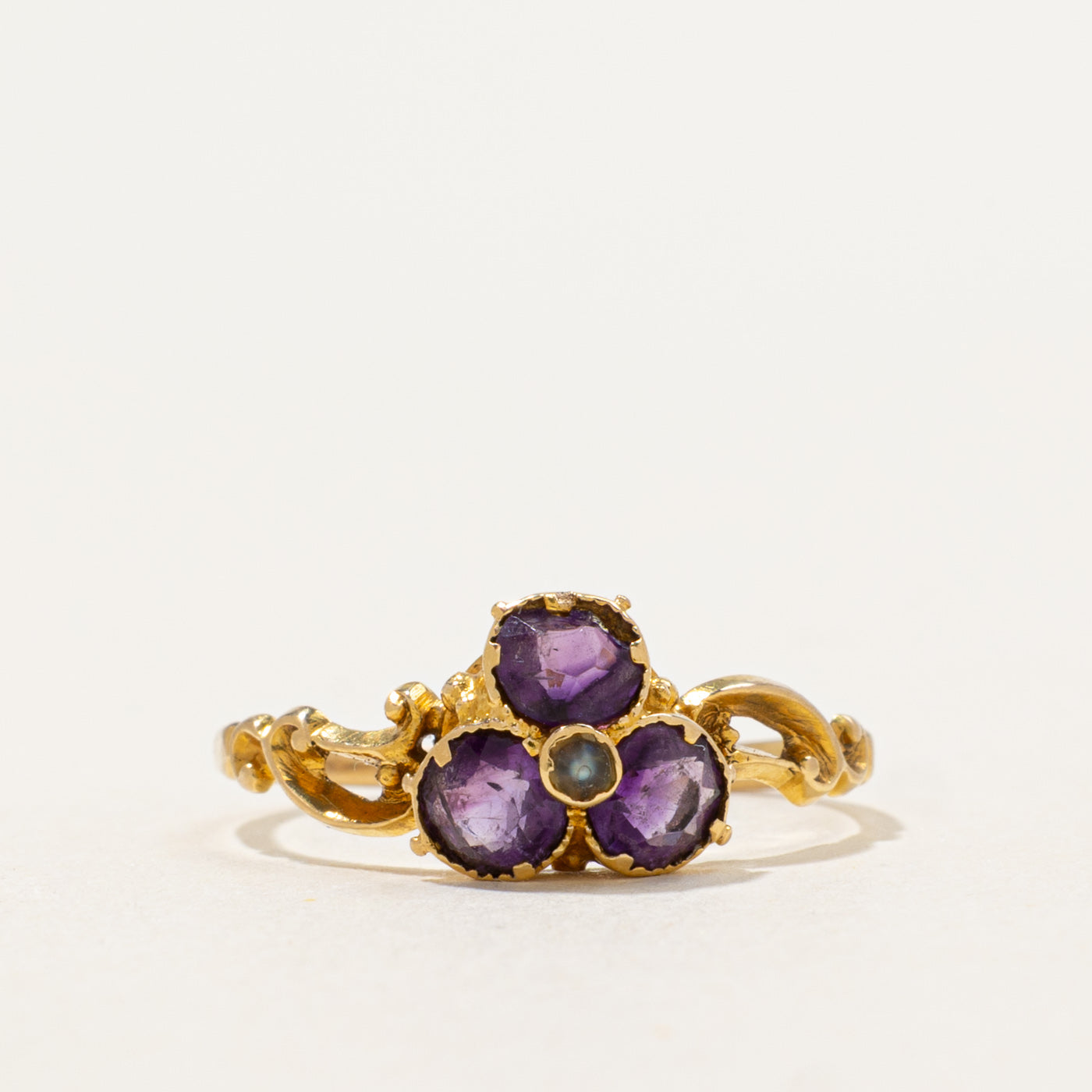 Vintage Amethyst Triangle Cluster Ring | 0.5 ctw | SZ 6.25