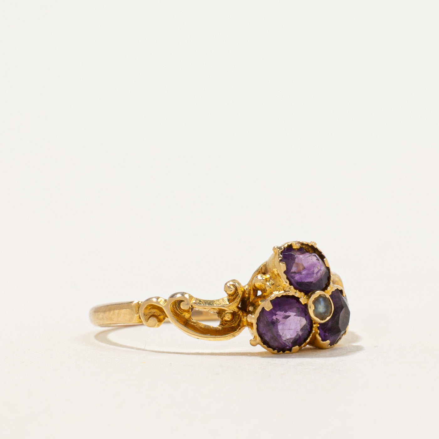 Vintage Amethyst Triangle Cluster Ring | 0.5 ctw | SZ 6.25