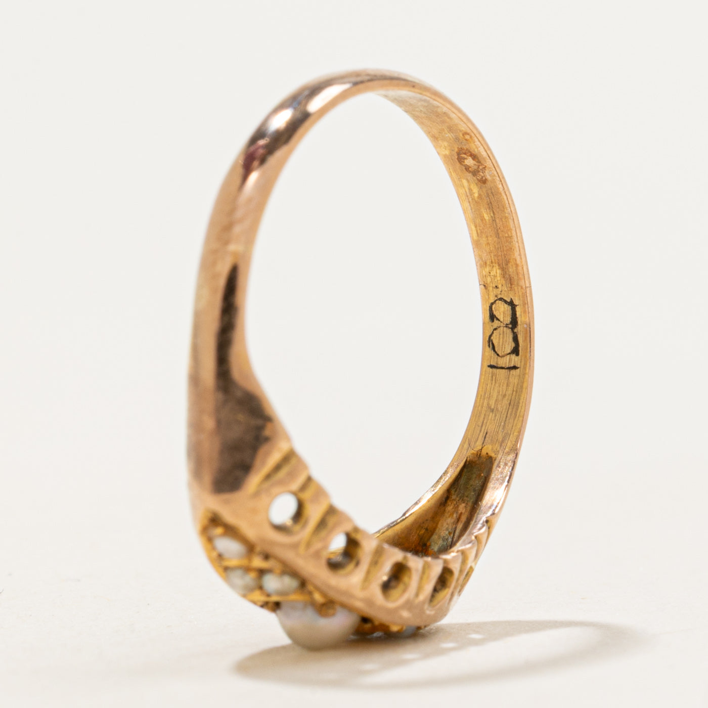 Victorian Seed Pearl Boat Ring | SZ 6.5