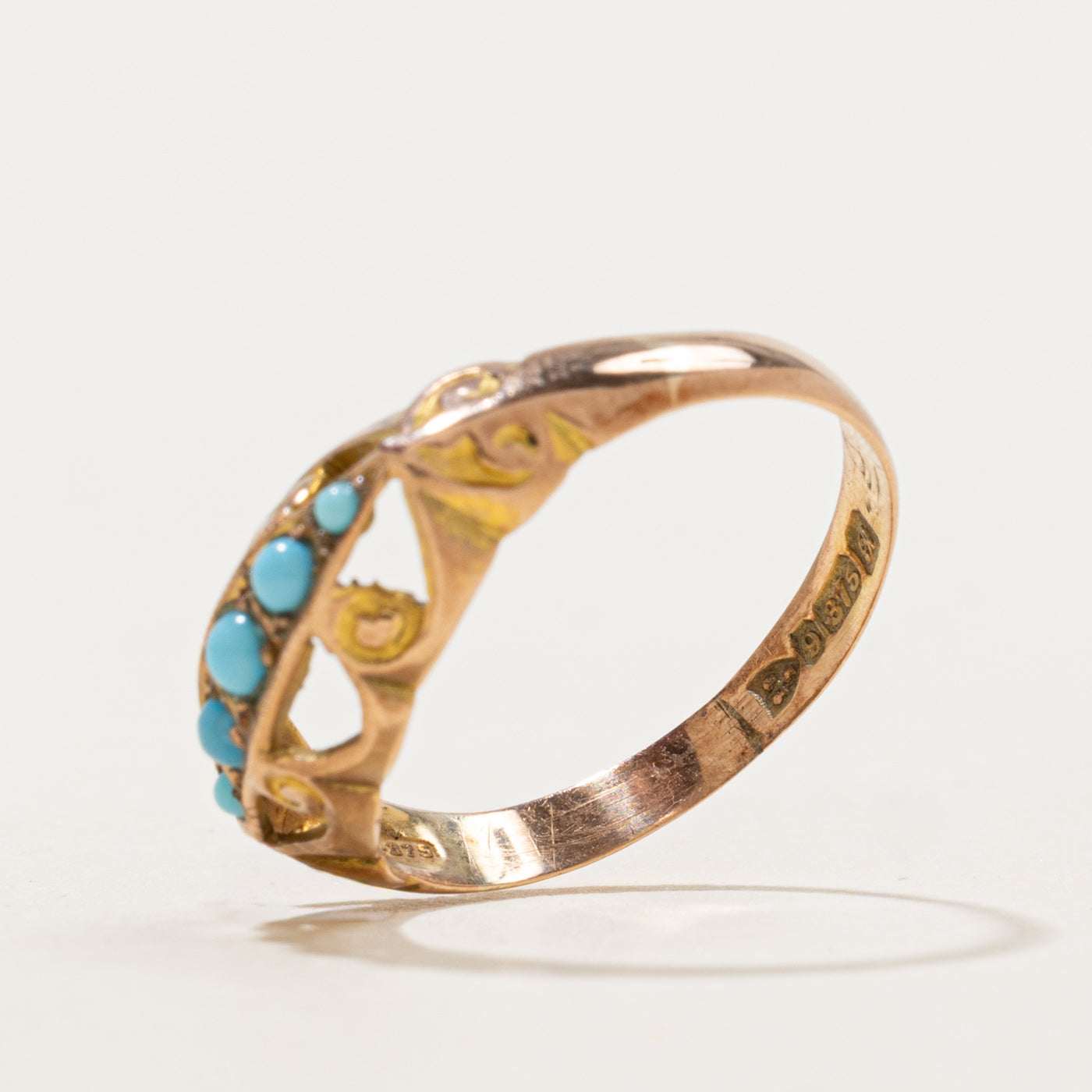 1917 Chester Five Stone Turquoise Boat Ring | 0.2ctw | SZ 6.75