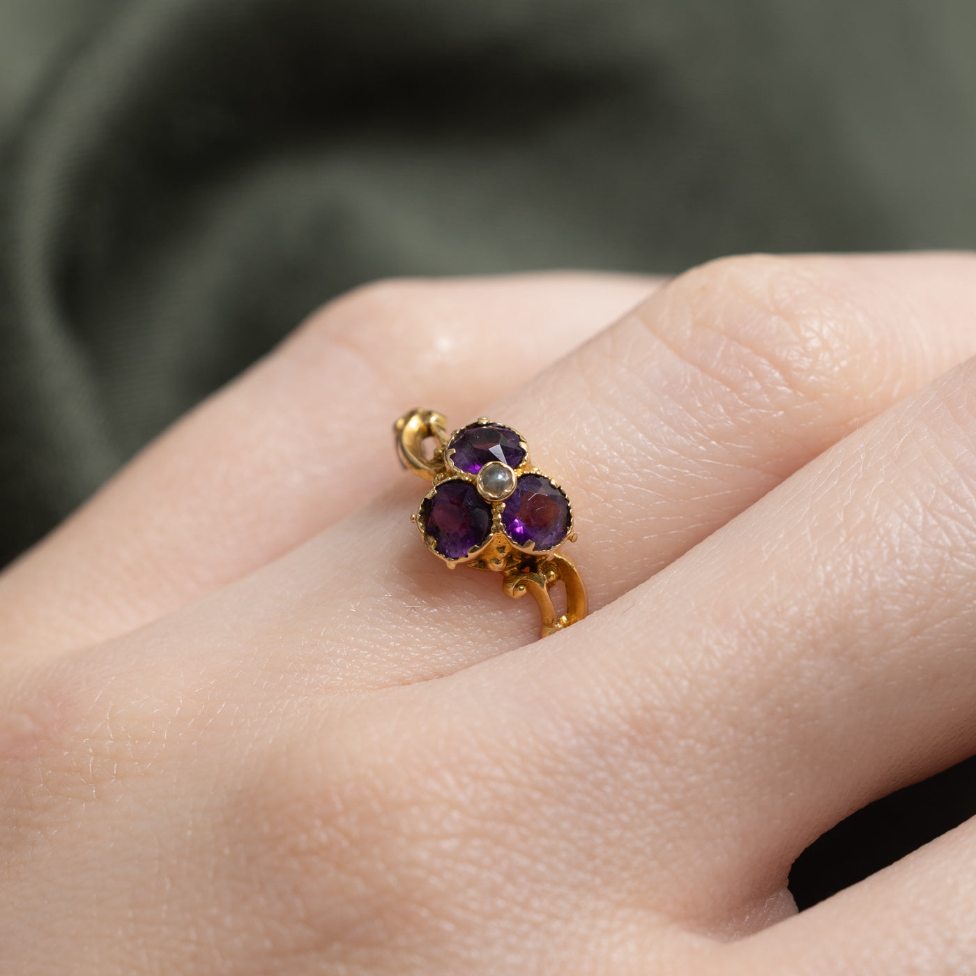 Vintage Amethyst Triangle Cluster Ring | 0.5 ctw | SZ 6.25