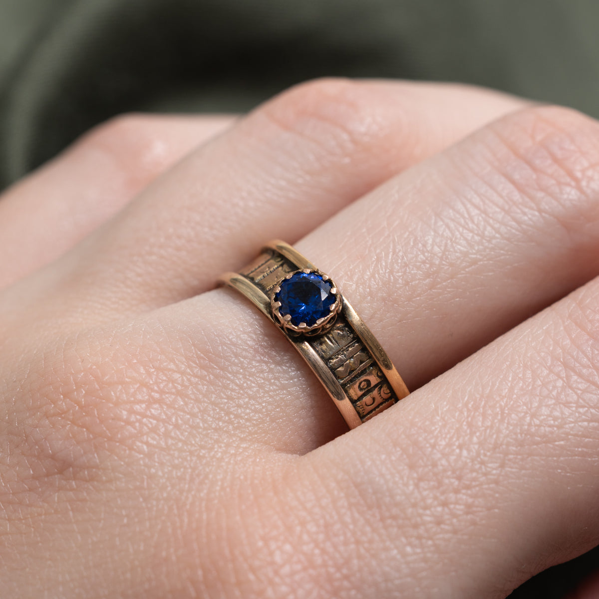 1877 Birmingham Synthetic Spinel Engraved Band | 0.25ct | SZ 9.75
