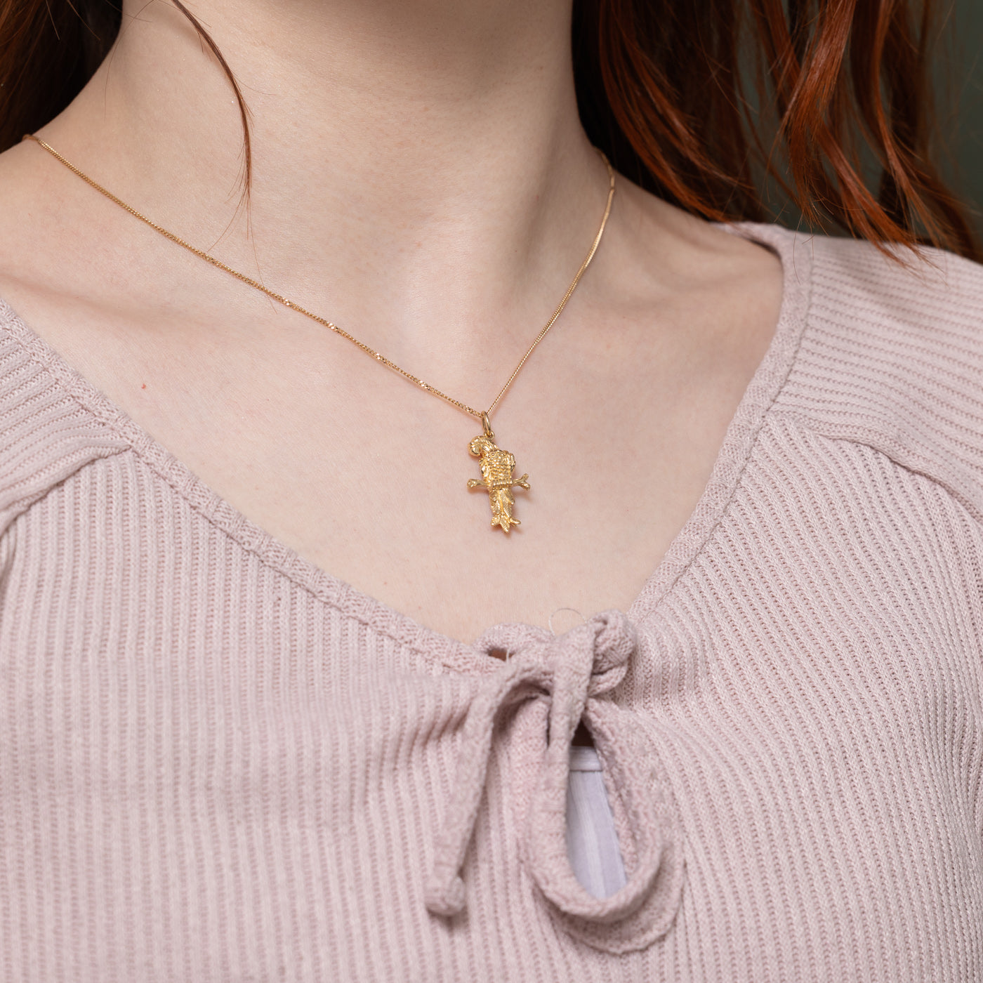 14k Textured Tropical Bird Charm