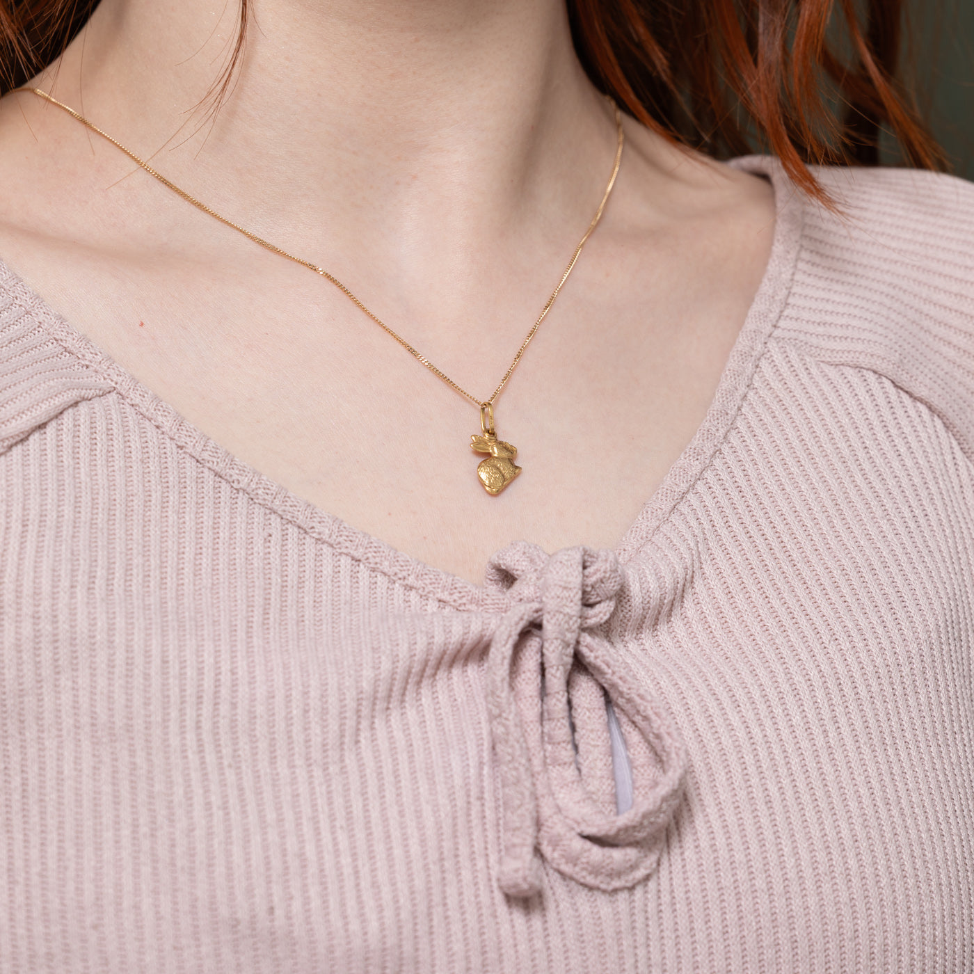 18k Textured Rabbit Pendant