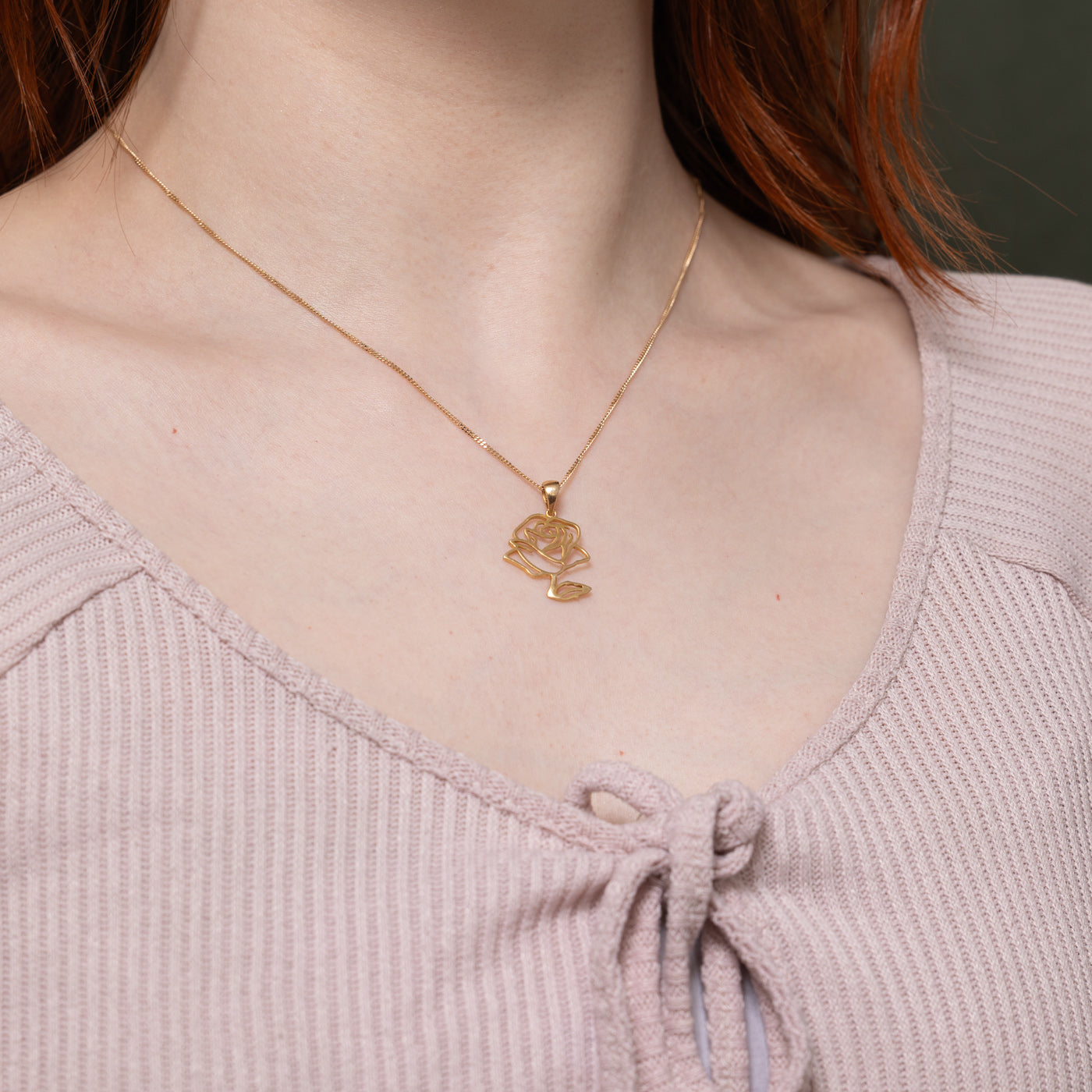 18k Openwork Rose Pendant