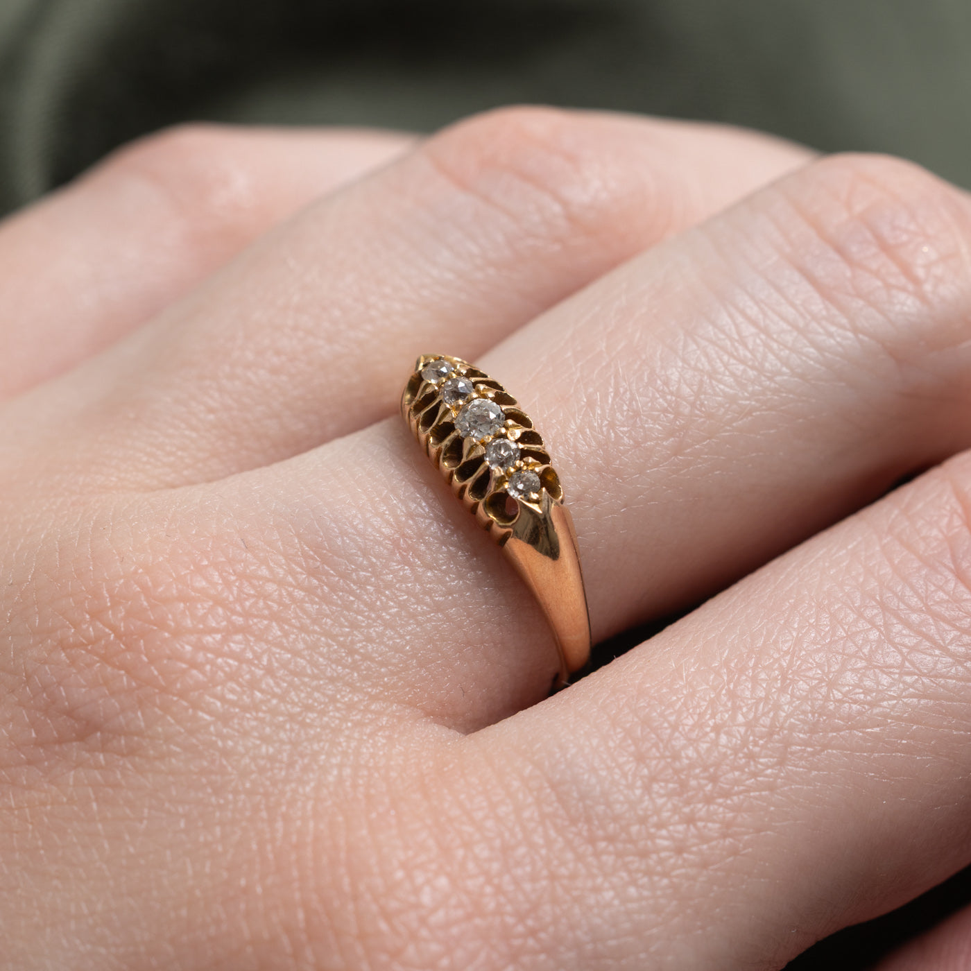 Birmingham Victorian Old Mine Diamond Raised Gallery Boat Ring | 0.15 ctw |