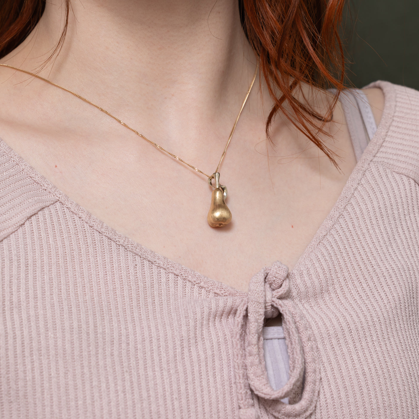 10k Two Tone Pear Pendant