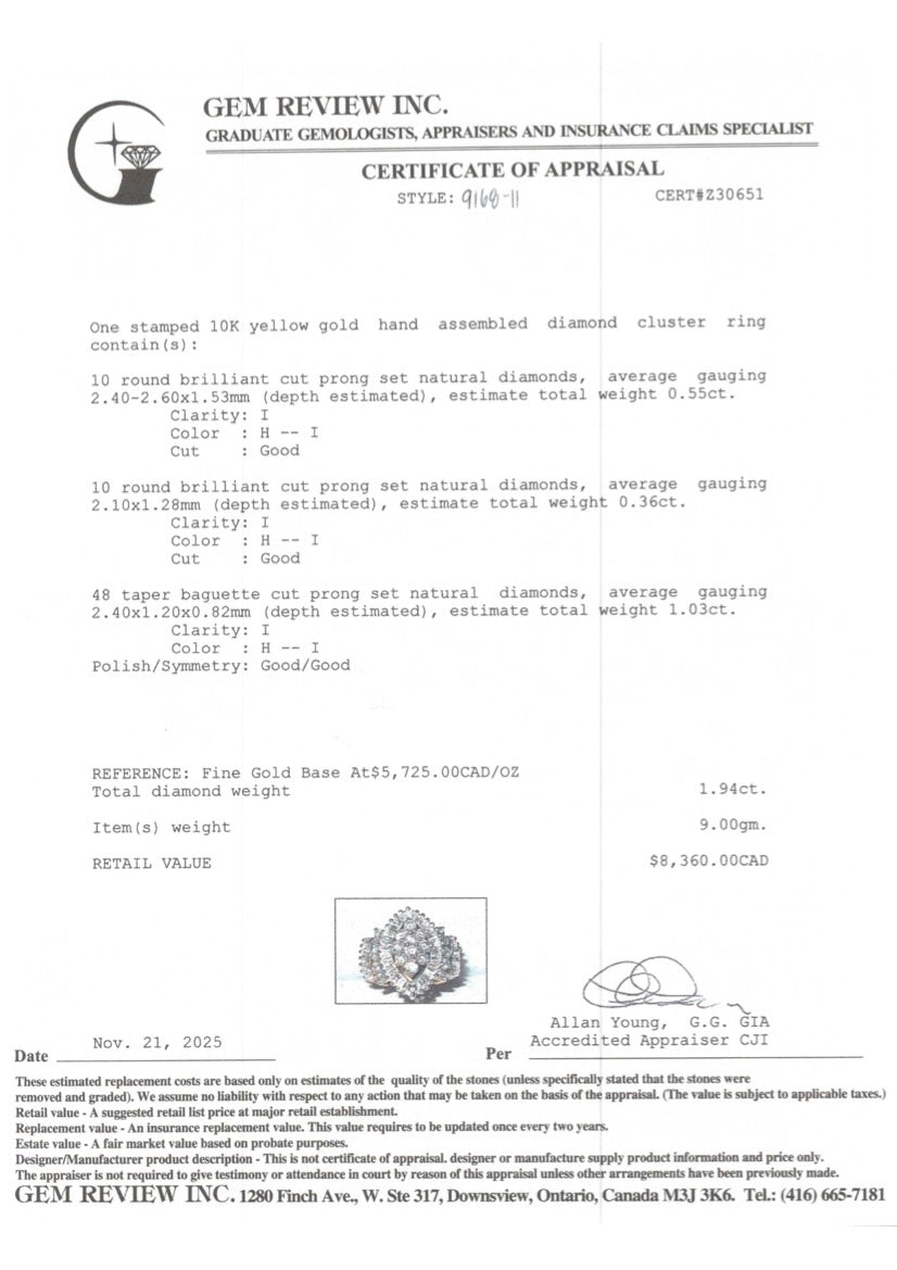 10k Diamond Marquise Cluster Cocktail Ring | 1.94ctw | SZ 7