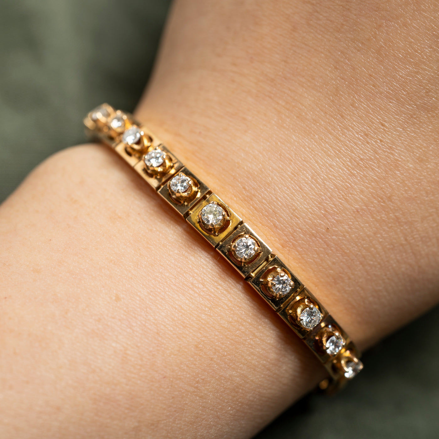 18K Diamond Square Link Tennis Bracelet | 1.51ctw VS2/SI1 G/H