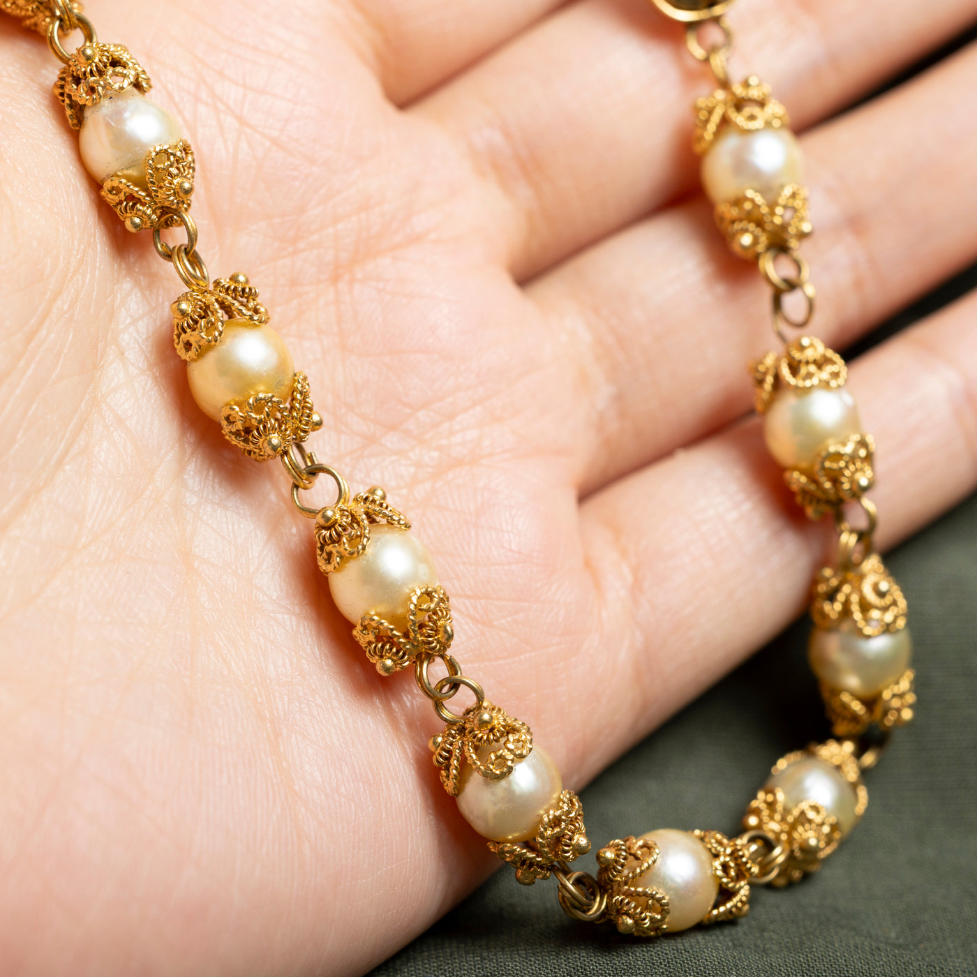 10k Cultured Pearl Filigree Necklace | 23"