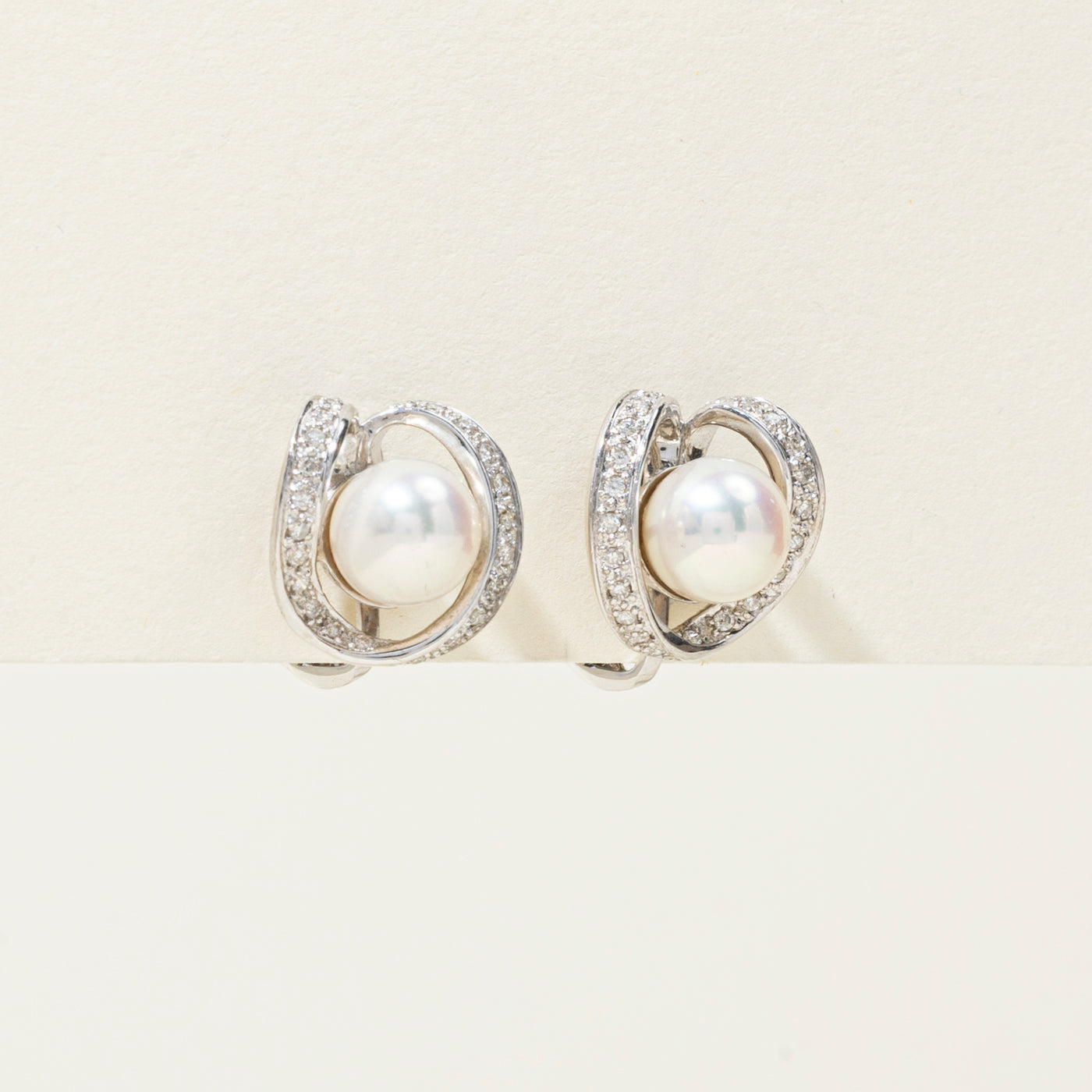 18k Pearl & Diamond Clip-On Earrings | 0.35ctw