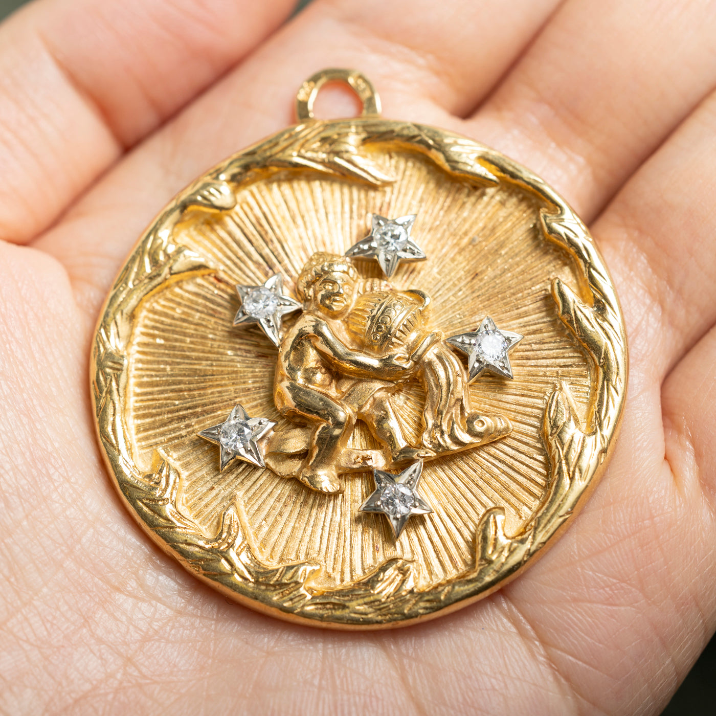 18k Diamond Aquarius Zodiac Pendant | 0.53ctw