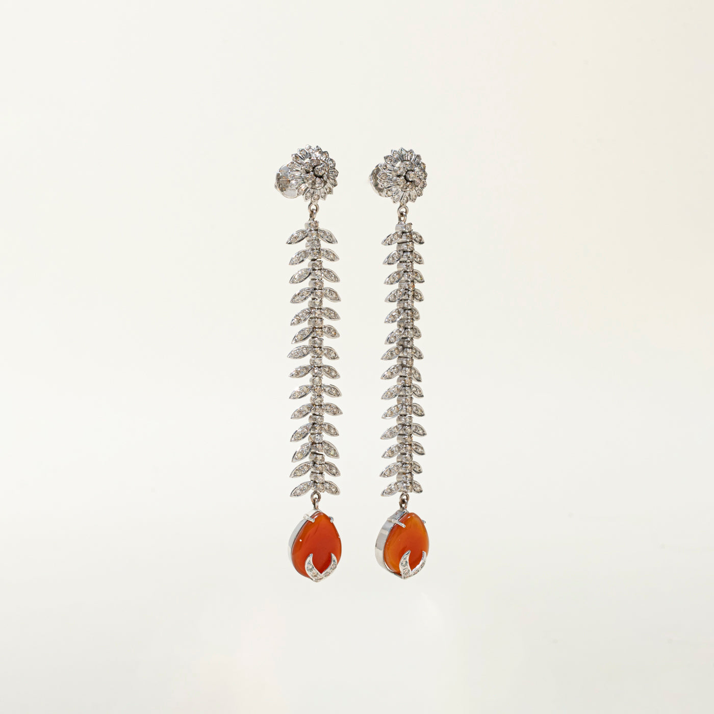 14k Sardonyx & Diamond Floral Drop Earrings | 15.46ctw, 5.52ctw
