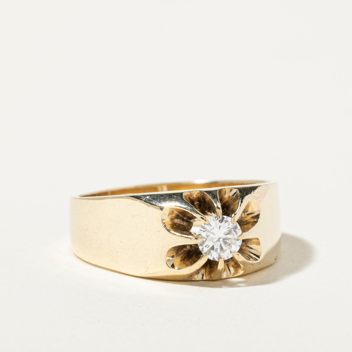 10k Solitaire Belcher Set Diamond Ring | 0.37ct VS1 F/G | SZ 11.25