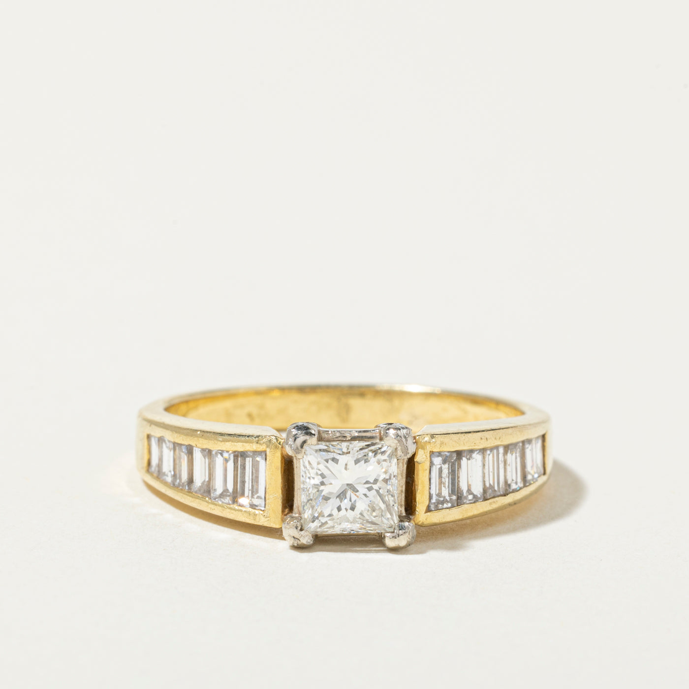 18k Princess Cut Diamond Accented Ring | 0.71ct VS1 G/H, 0.60ctw | SZ 10