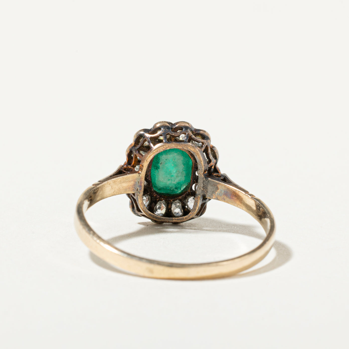 Antique 14k Emerald & Diamond Halo Ring | 0.76ct, 0.46ctw | SZ 8.25