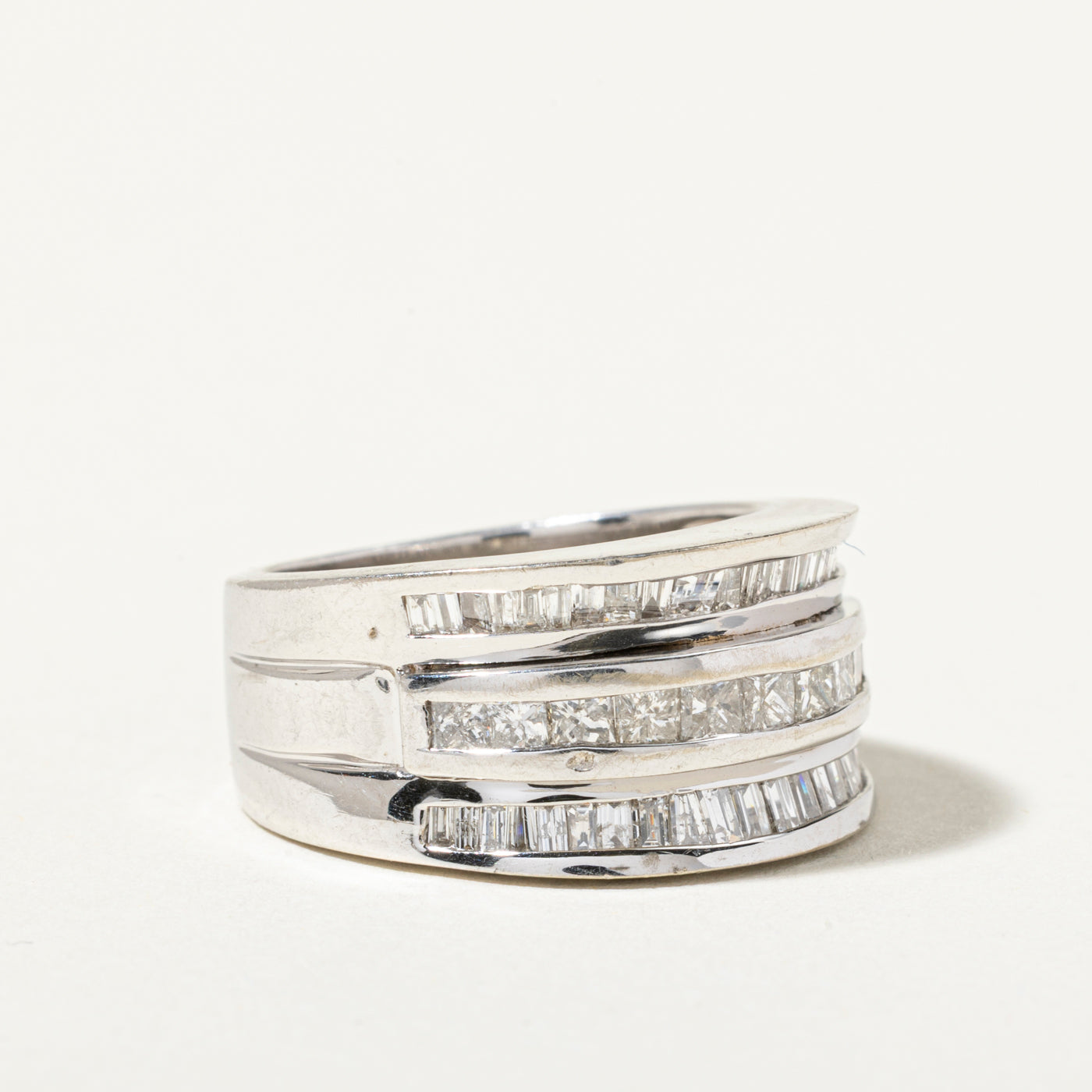 14k White Gold Multi Row Diamond Ring | 1.33ctw | SZ 7
