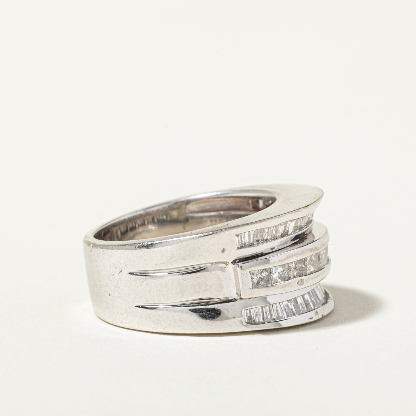 14k White Gold Multi Row Diamond Ring | 1.33ctw | SZ 7