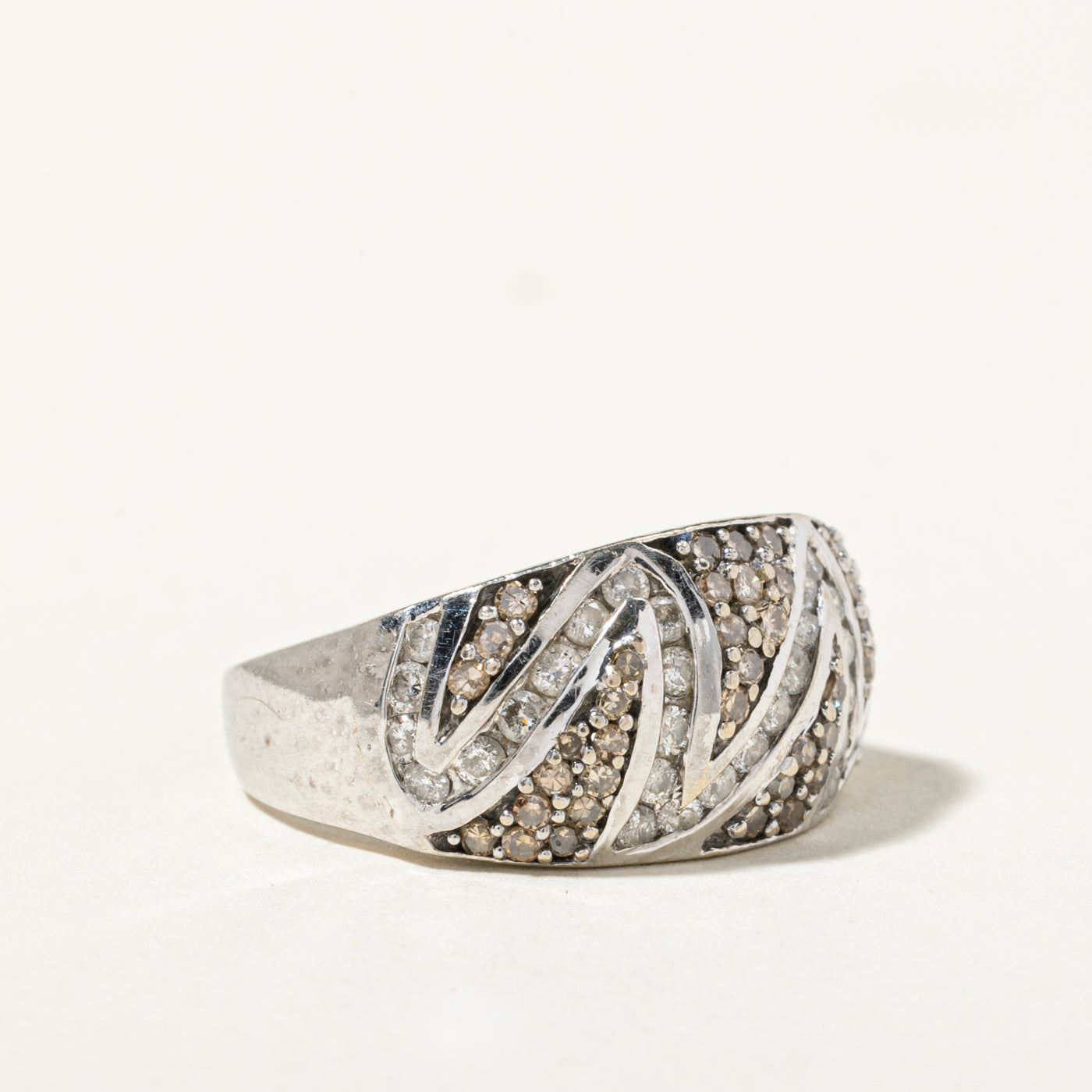 10k Diamond Pave Zigzag Design Ring | 0.90ctw | SZ 7