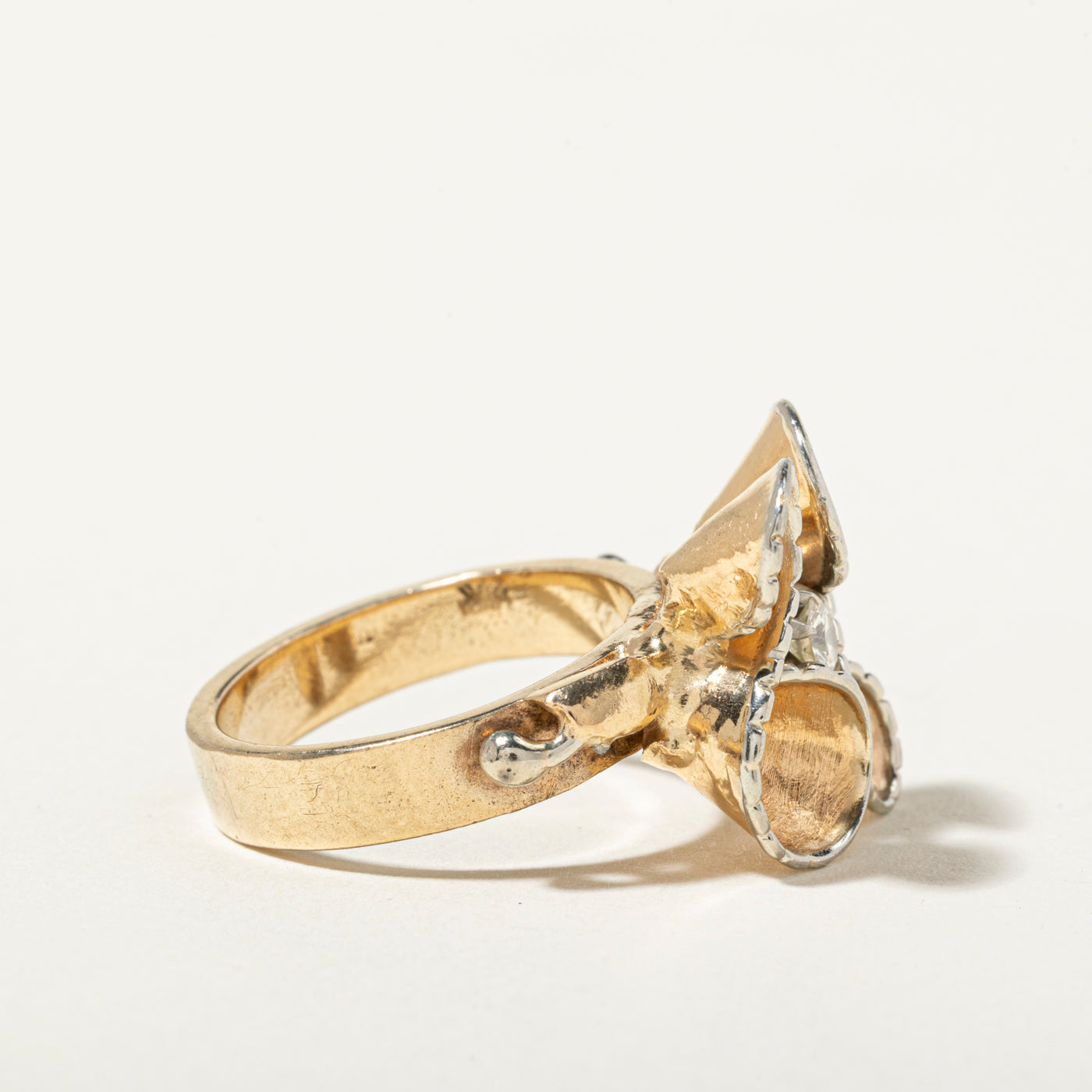 14k Solitaire Diamond Floral Swirl Cocktail Ring | 0.15ct | SZ 6.5