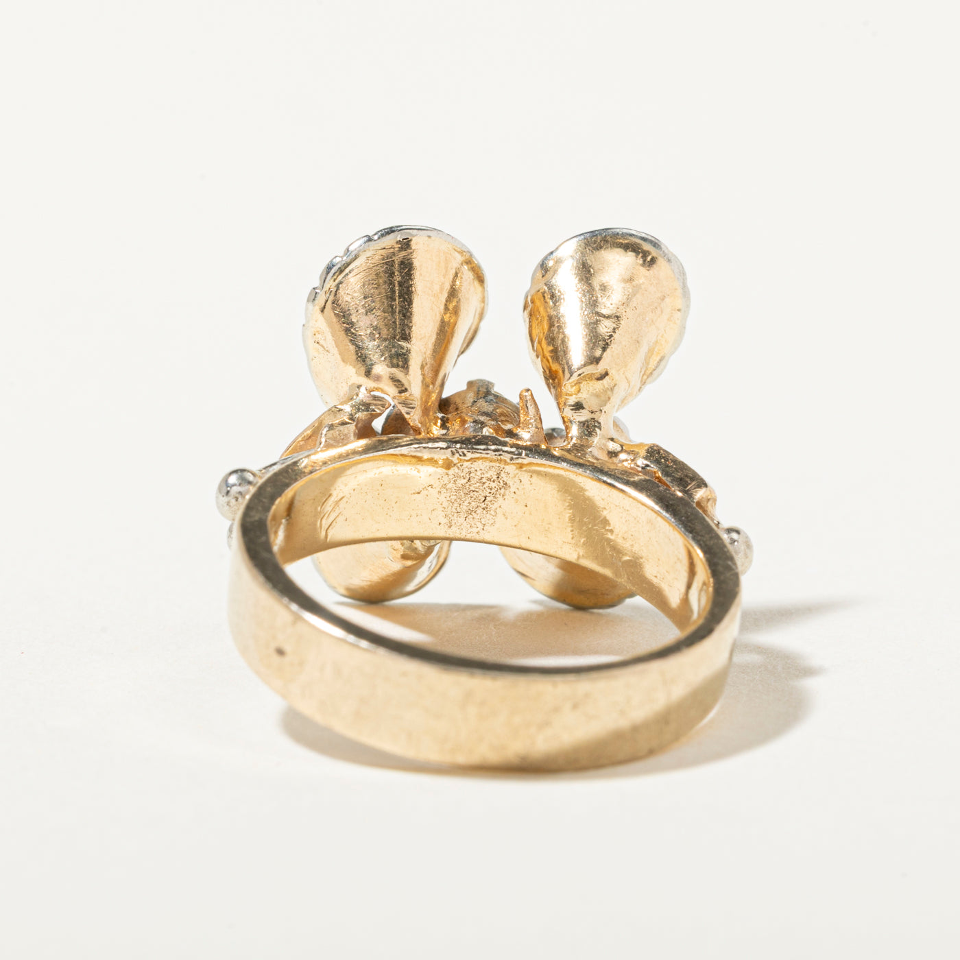 14k Solitaire Diamond Floral Swirl Cocktail Ring | 0.15ct | SZ 6.5