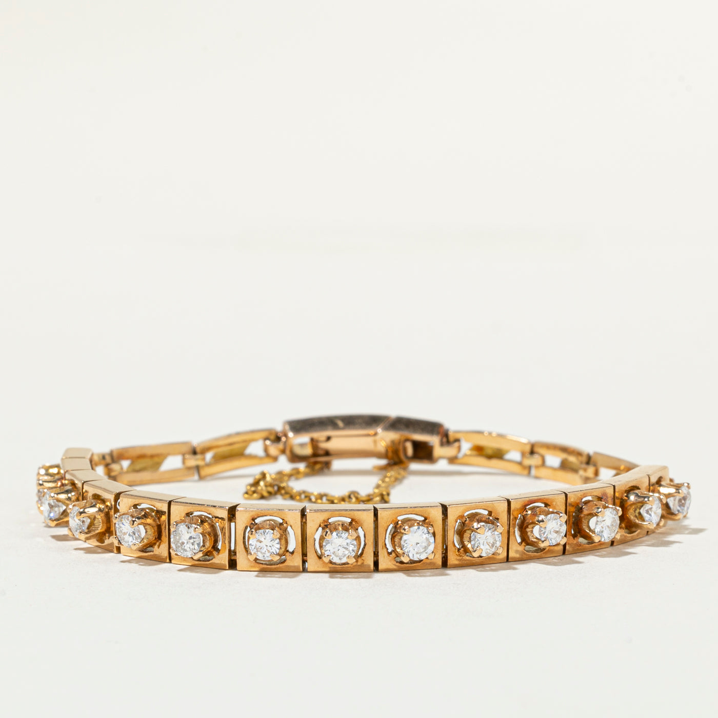 18K Diamond Square Link Tennis Bracelet | 1.51ctw VS2/SI1 G/H