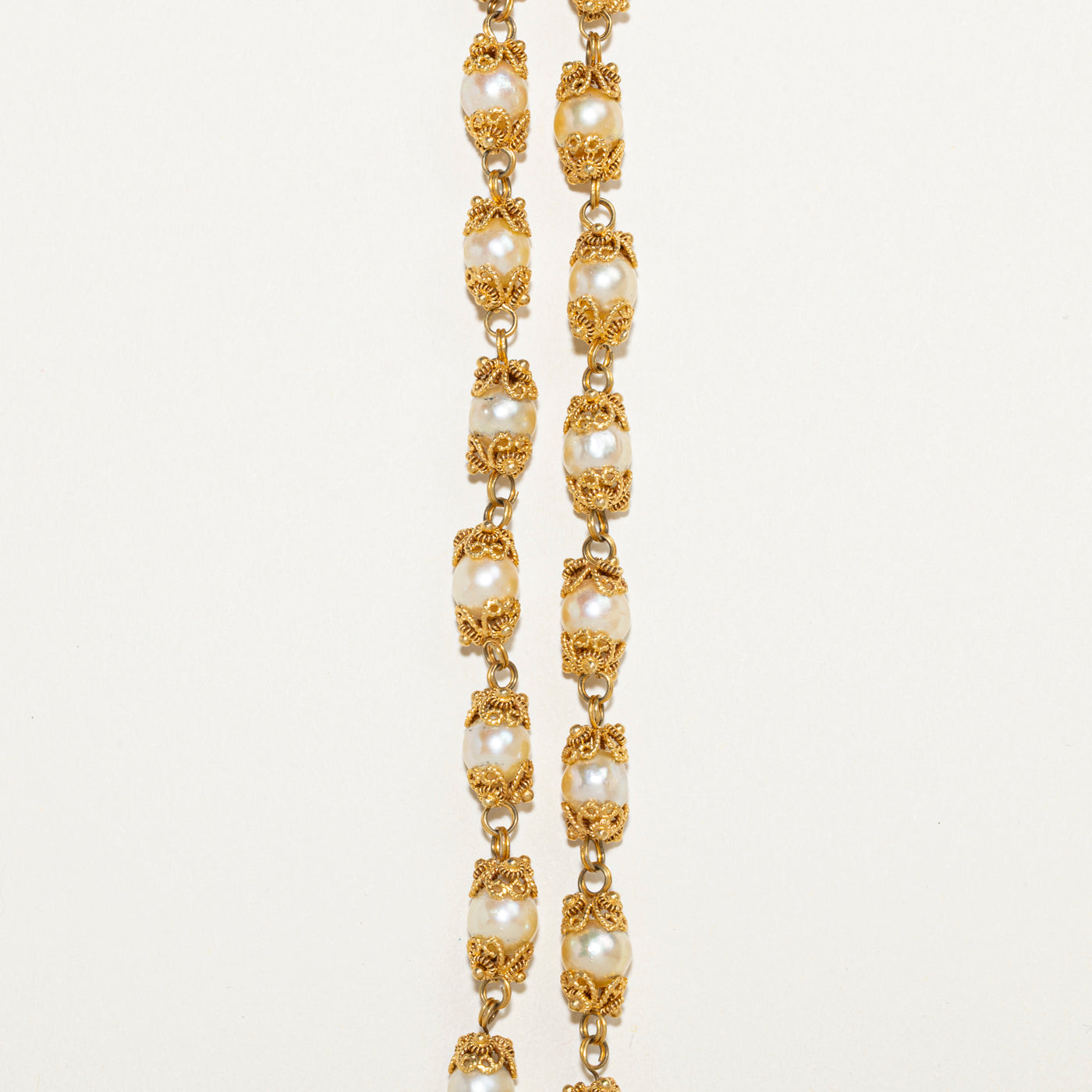 10k Cultured Pearl Filigree Necklace | 23"