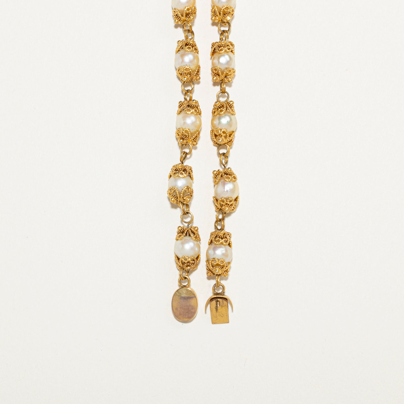 10k Cultured Pearl Filigree Necklace | 23"