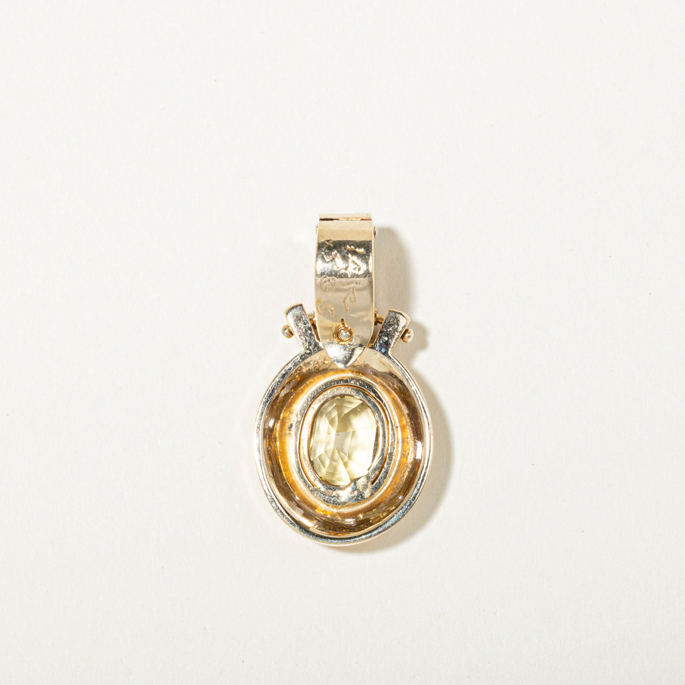 14k Bezel Set Yellow Sapphire & Diamond Pendant | 5.43ct, 0.27ctw