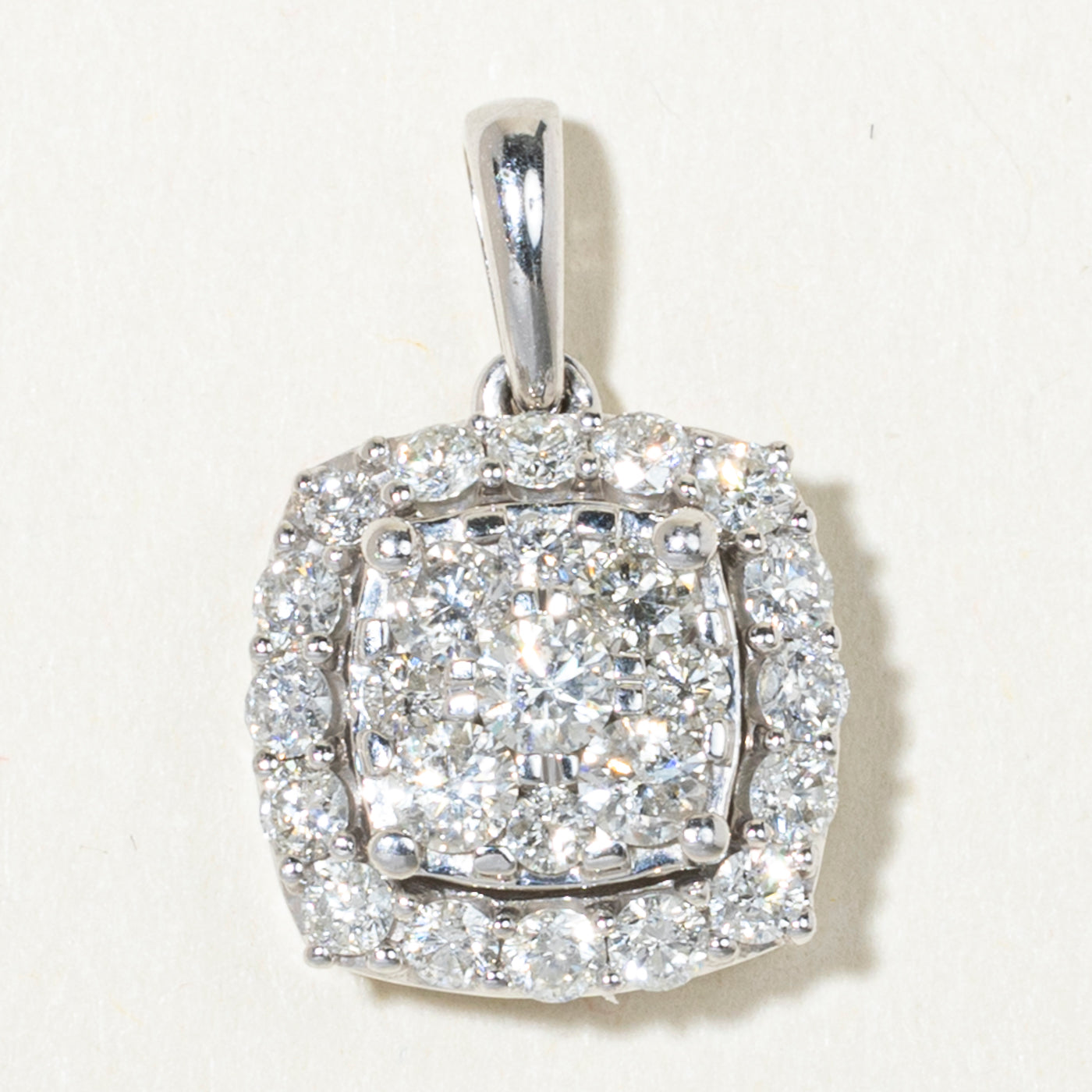 10k Diamond Cluster Soft Square Pendant | 1.09ctw