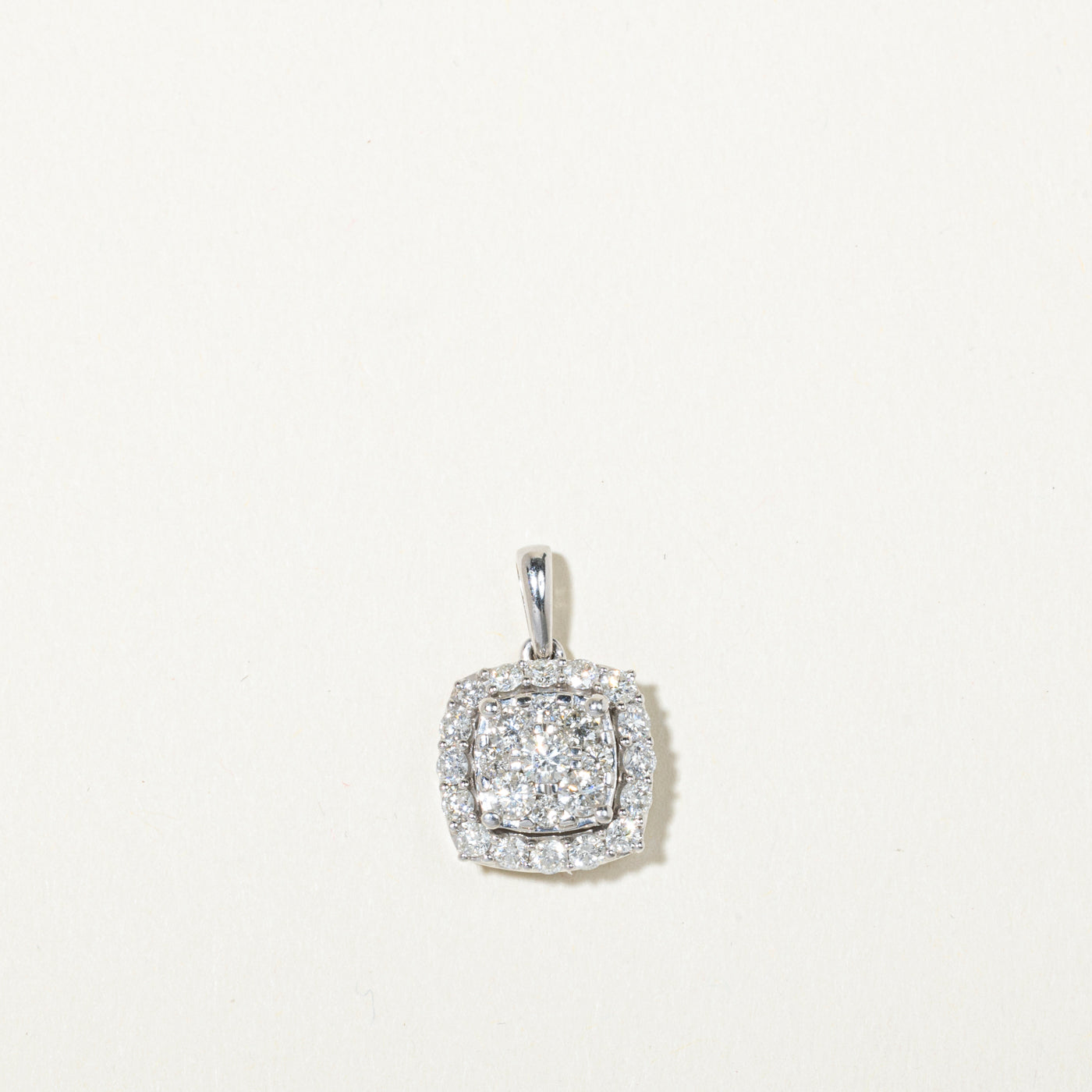 10k Diamond Cluster Soft Square Pendant | 1.09ctw