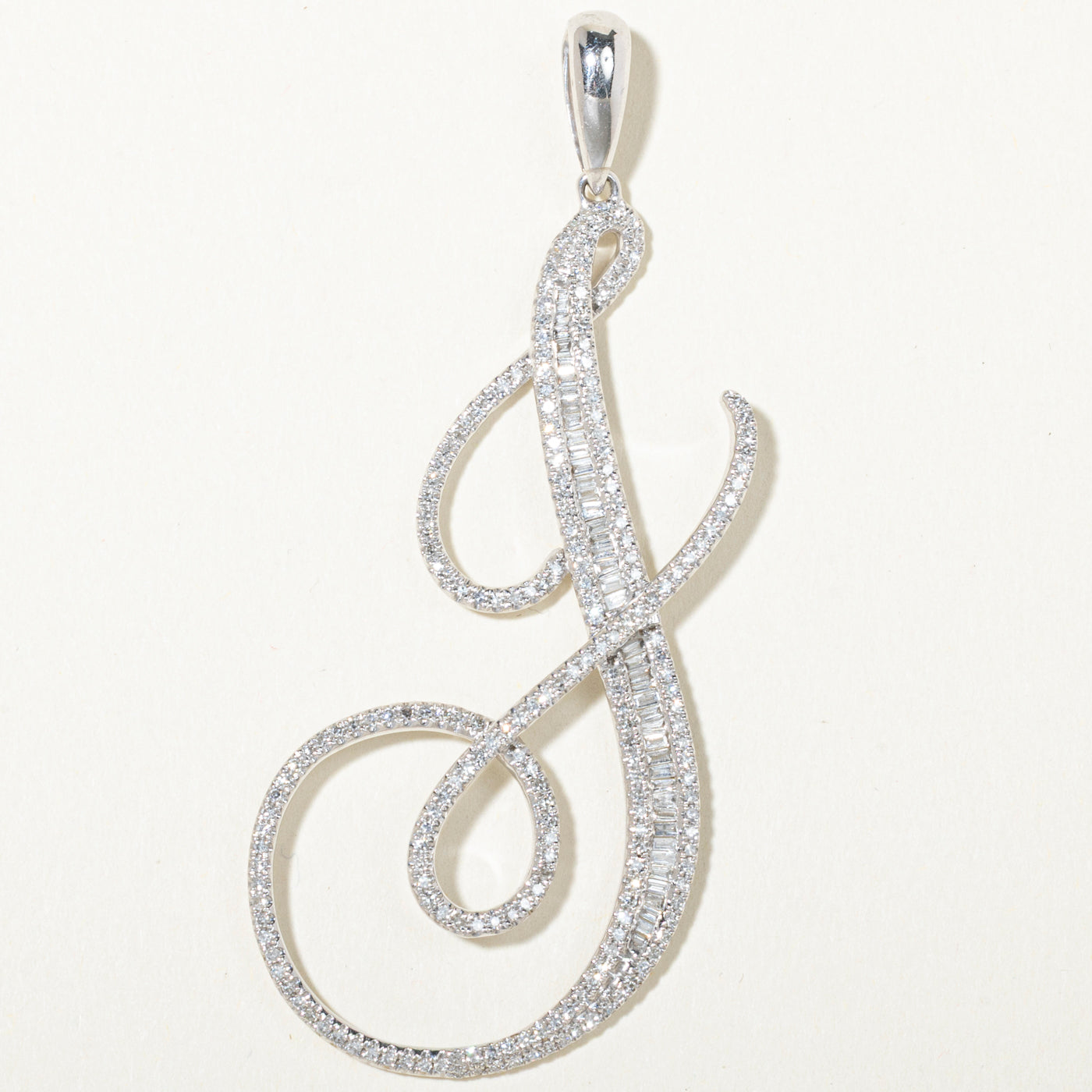 14k Diamond “J” Initial Openwork Pendant | 1.32ctw