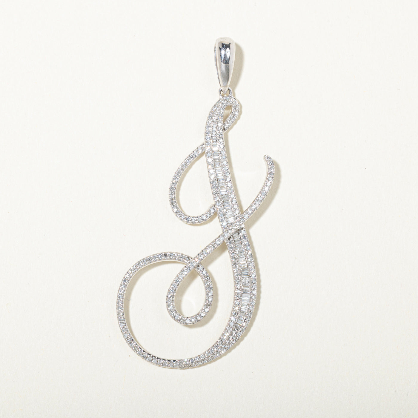 14k Diamond “J” Initial Openwork Pendant | 1.32ctw