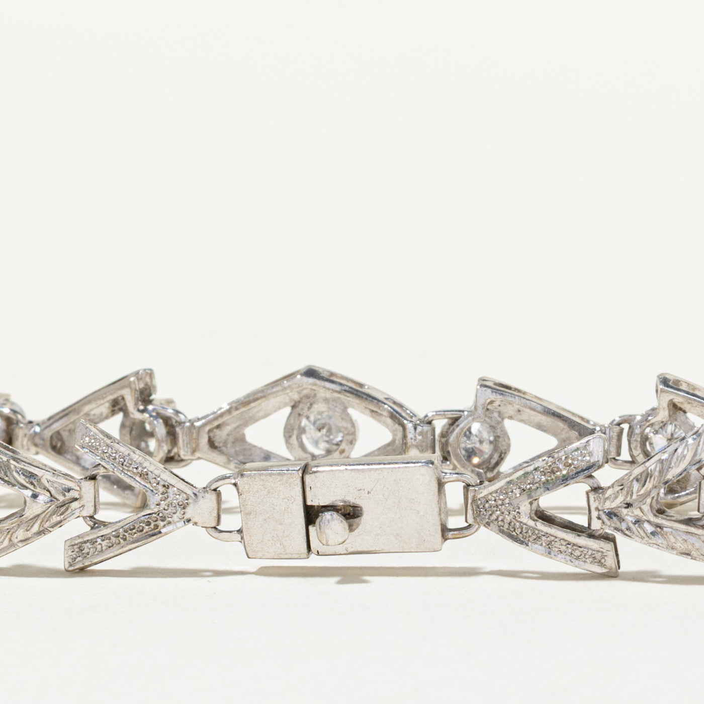 10k White Gold Diamond Geometric Bracelet | 0.88ctw
