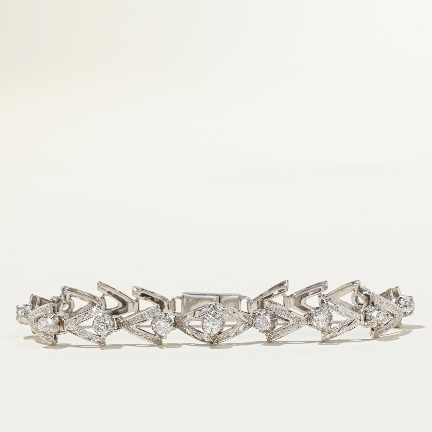 10k White Gold Diamond Geometric Bracelet | 0.88ctw