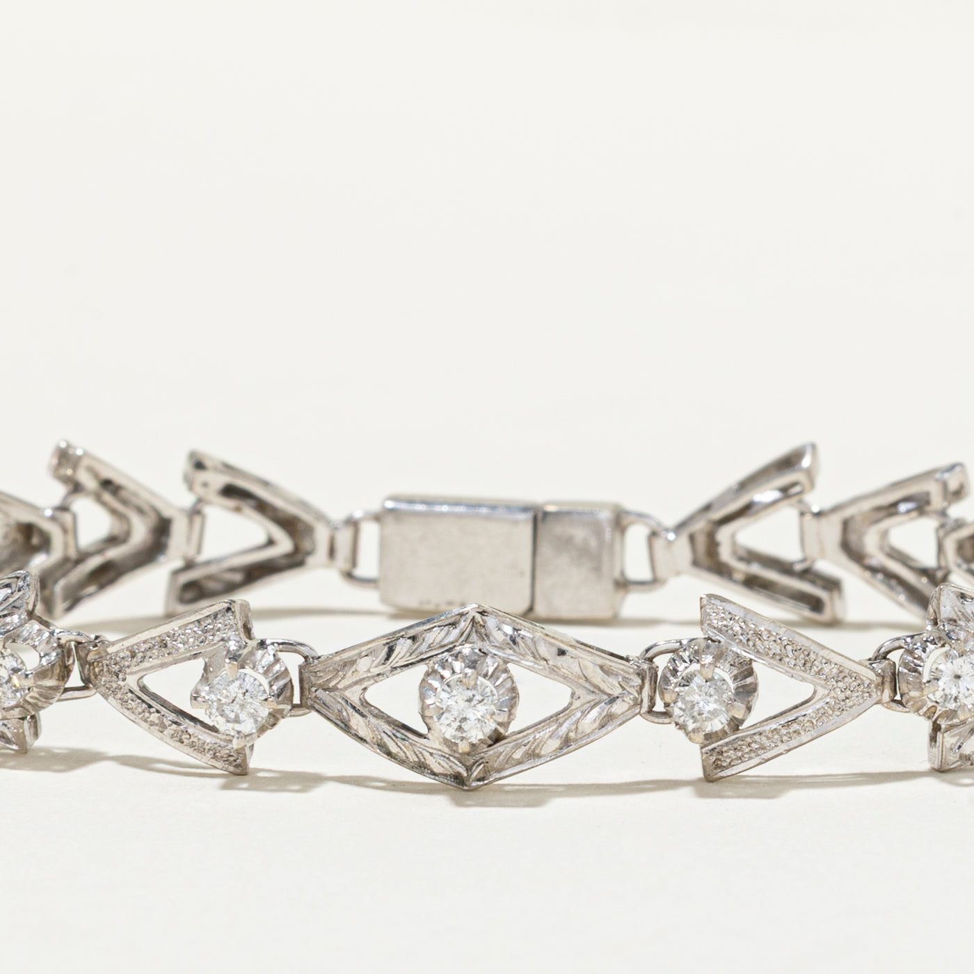 10k White Gold Diamond Geometric Bracelet | 0.88ctw