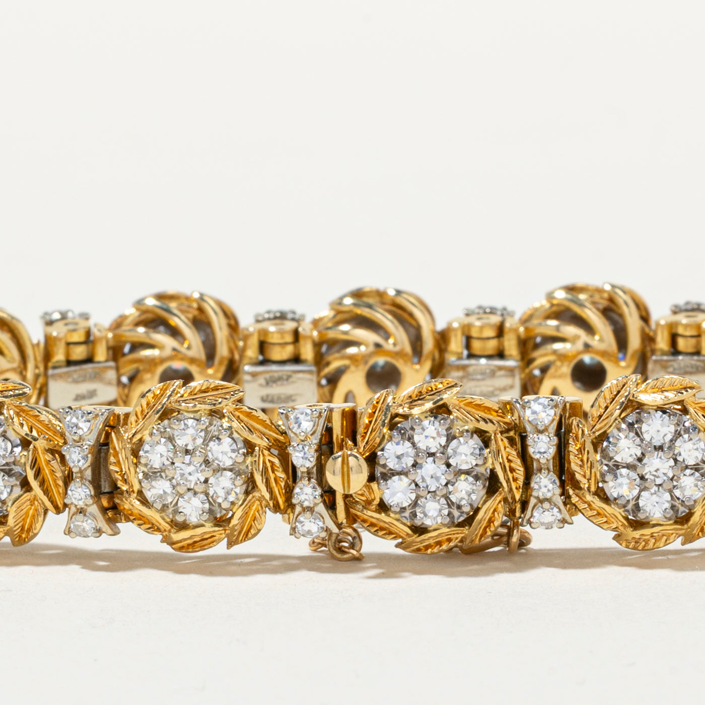 18k Diamond Floral Cluster Textured Bracelet | 2.91ctw