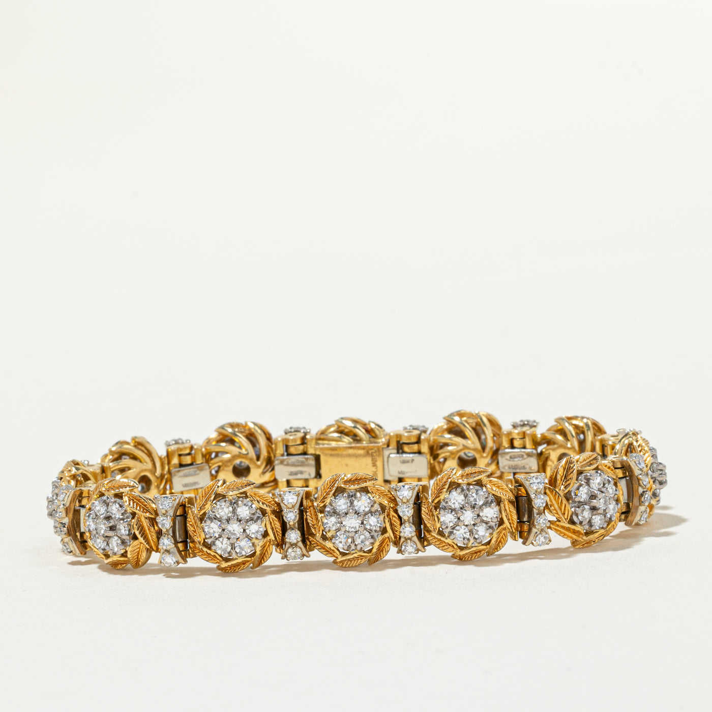 18k Diamond Floral Cluster Textured Bracelet | 2.91ctw