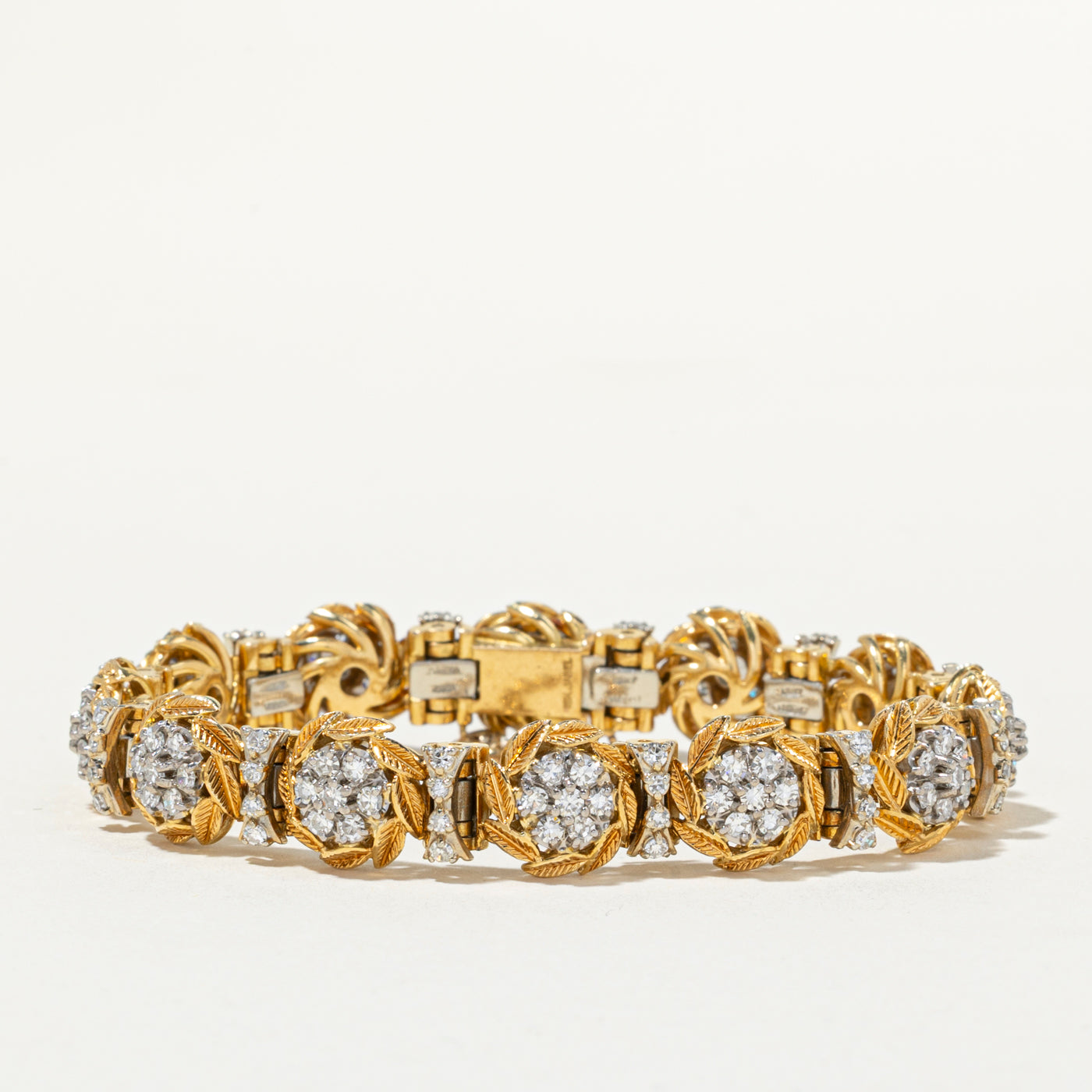 18k Diamond Floral Cluster Textured Bracelet | 2.91ctw