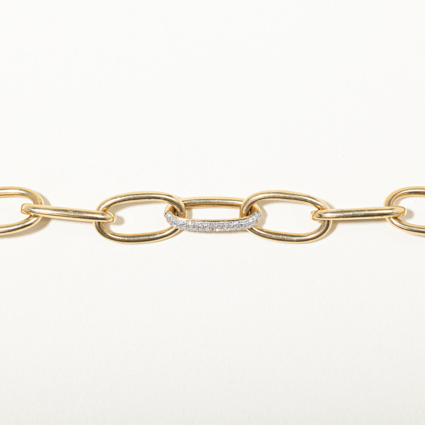 14k Diamond Accented Large Paperclip Chain Bracelet | 0.25ctw