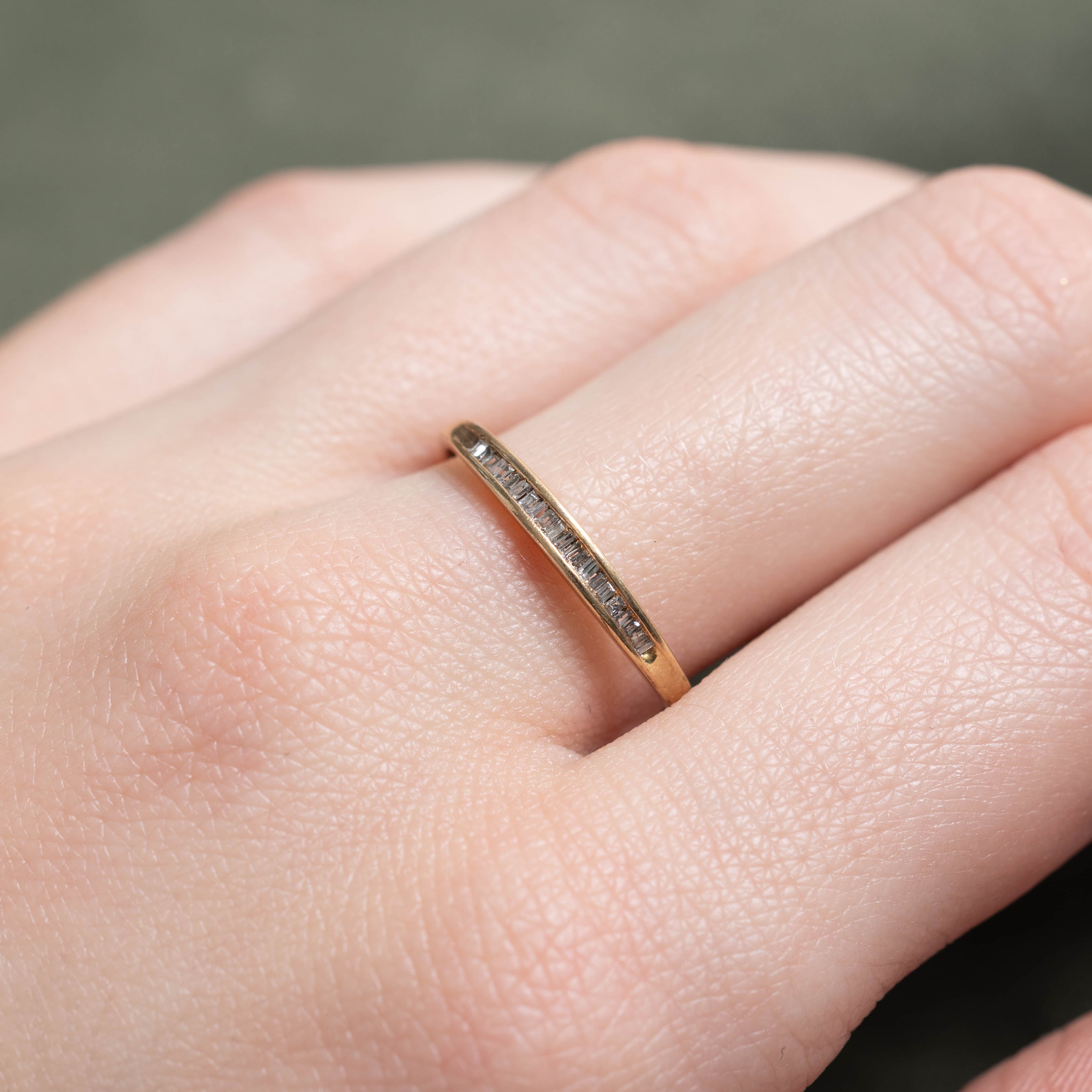 10k Baguette Cut Semi Eternity Diamond Band | SZ 8.75