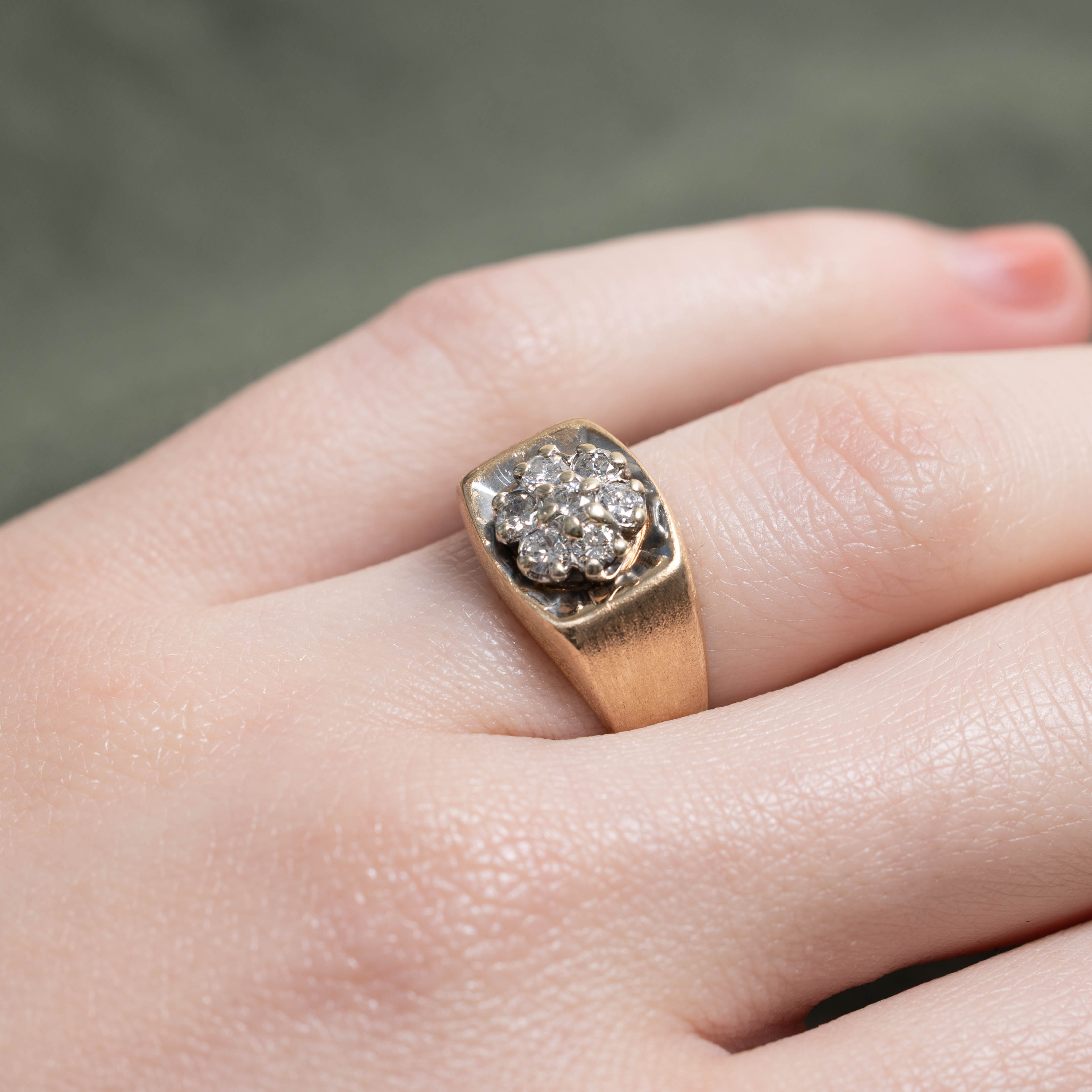 14k Diamond Floral Cluster Textured Ring | 0.45ctw | SZ 5