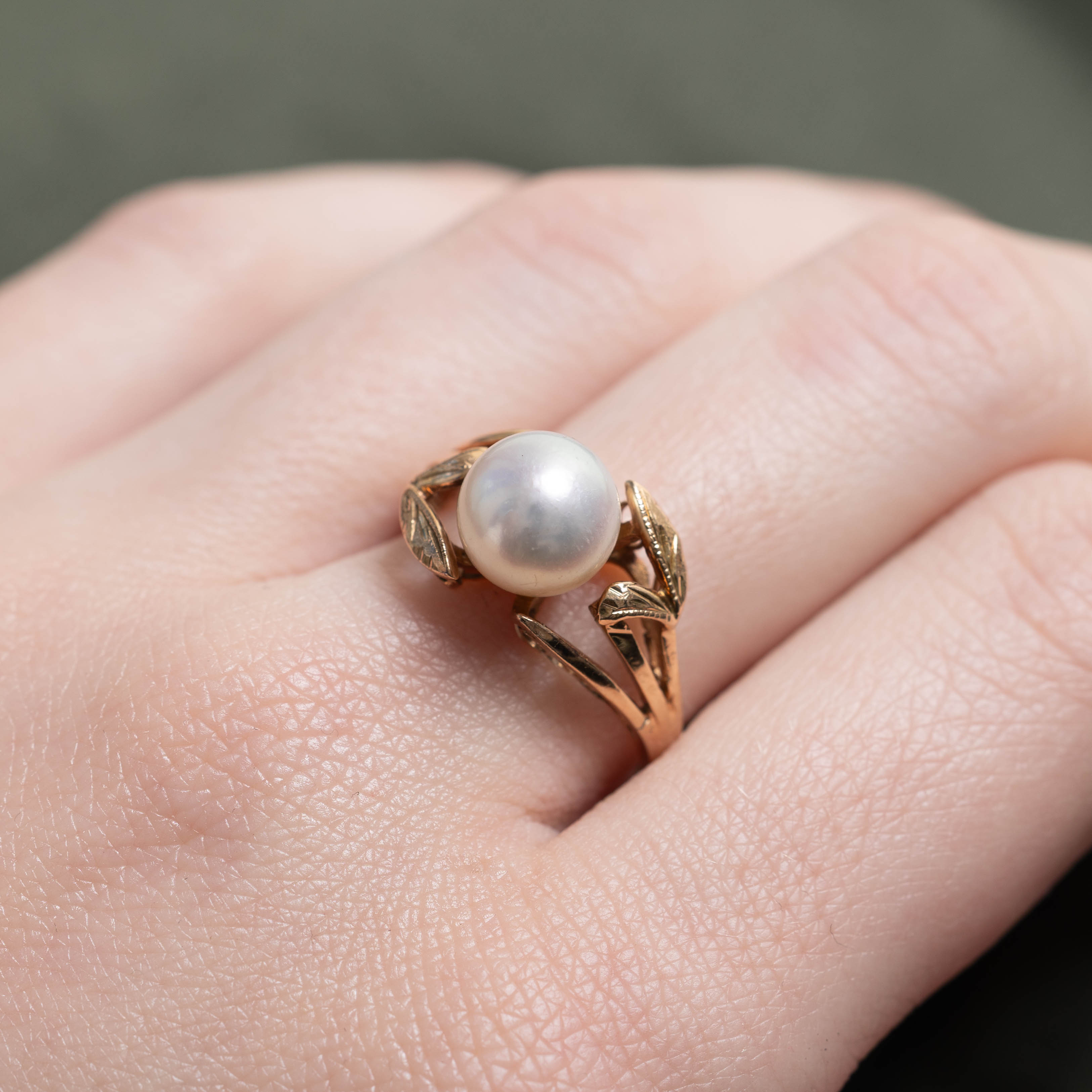 14k Pearl Floral Openwork Ring | SZ 7.5